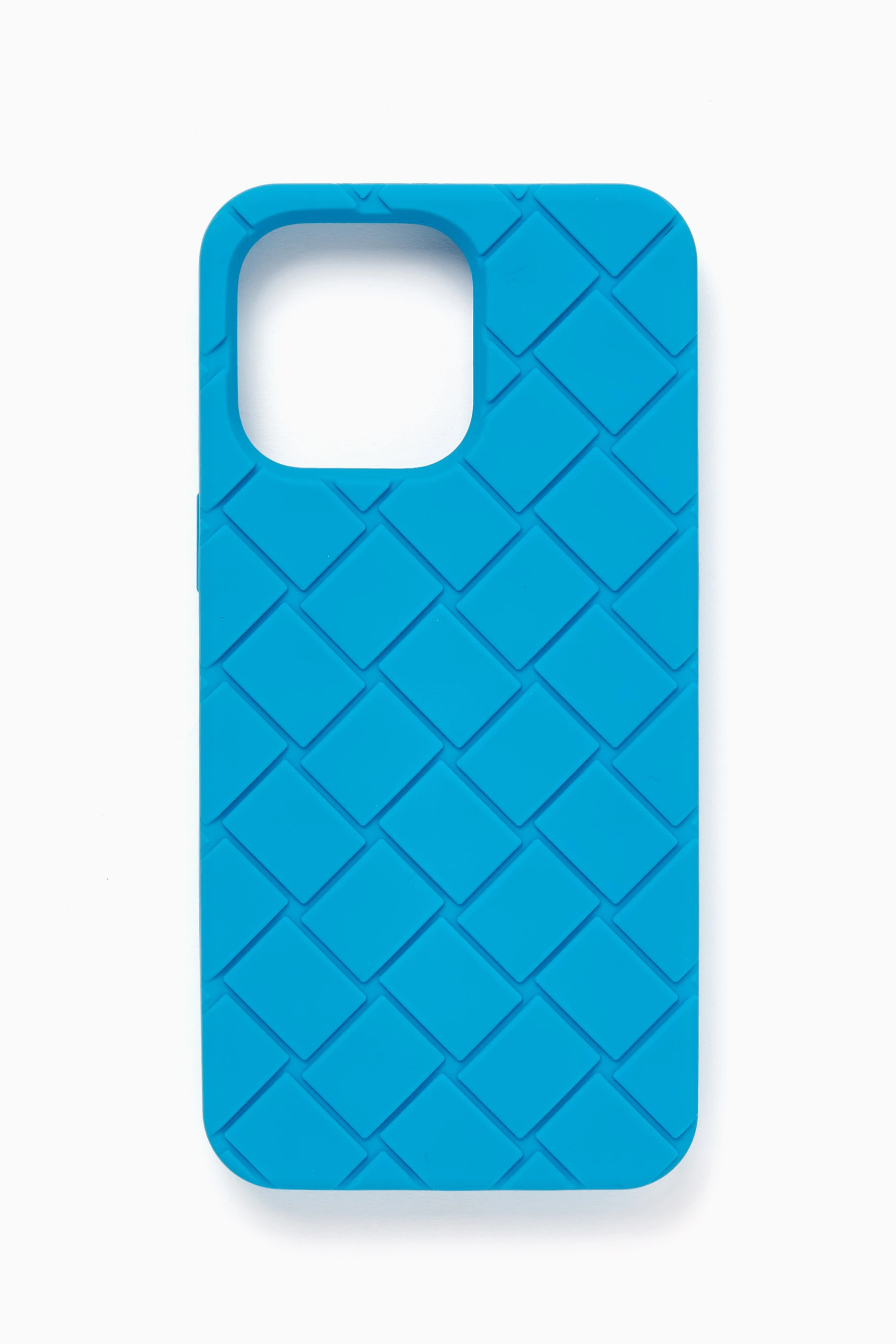 Buy Bottega Veneta Blue iPhone 15 Pro Max Case in Intreccio Rubber