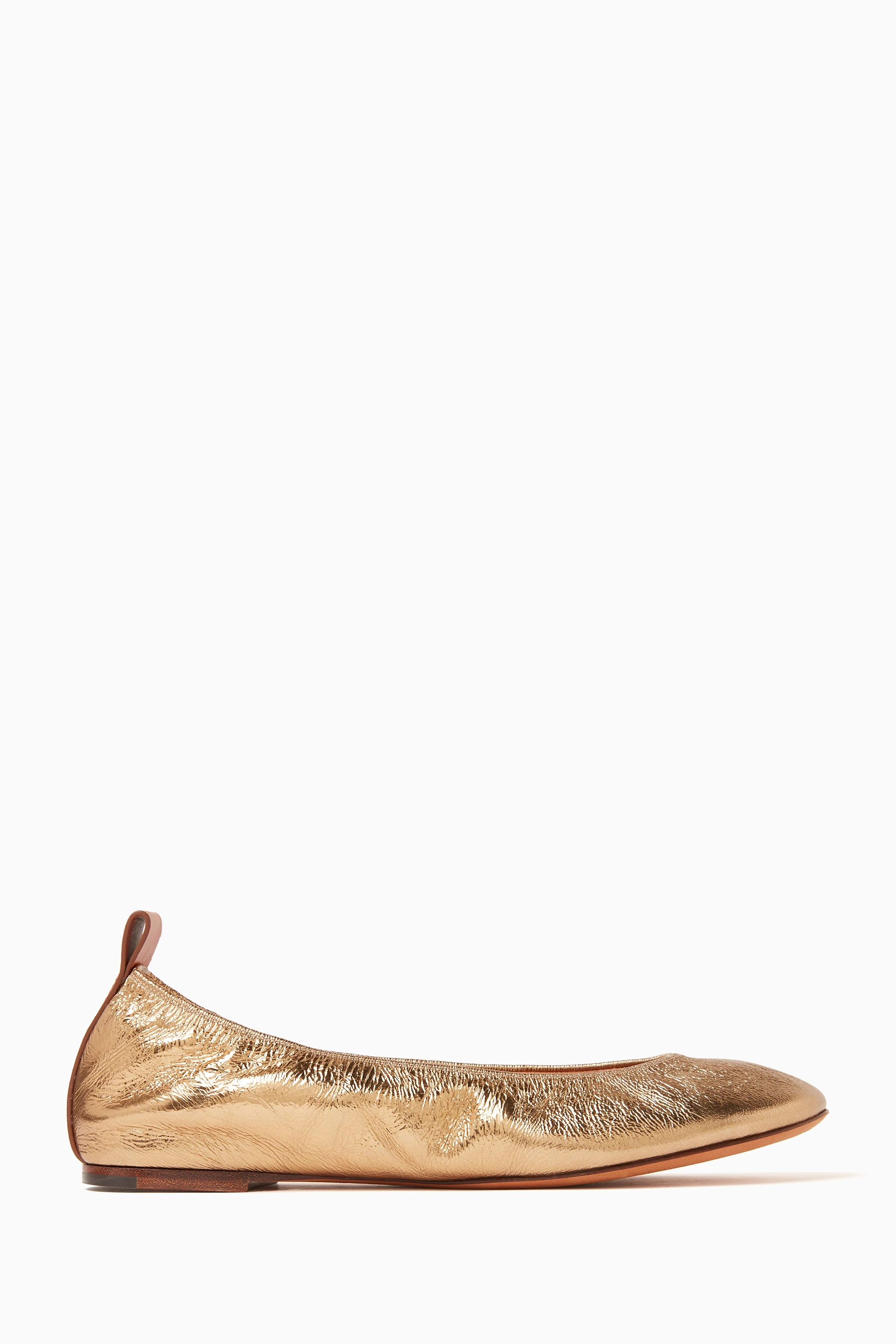 Buy Lanvin Gold Ballerina Flats in Metallic Leather for Women Online Ounass Kuwait