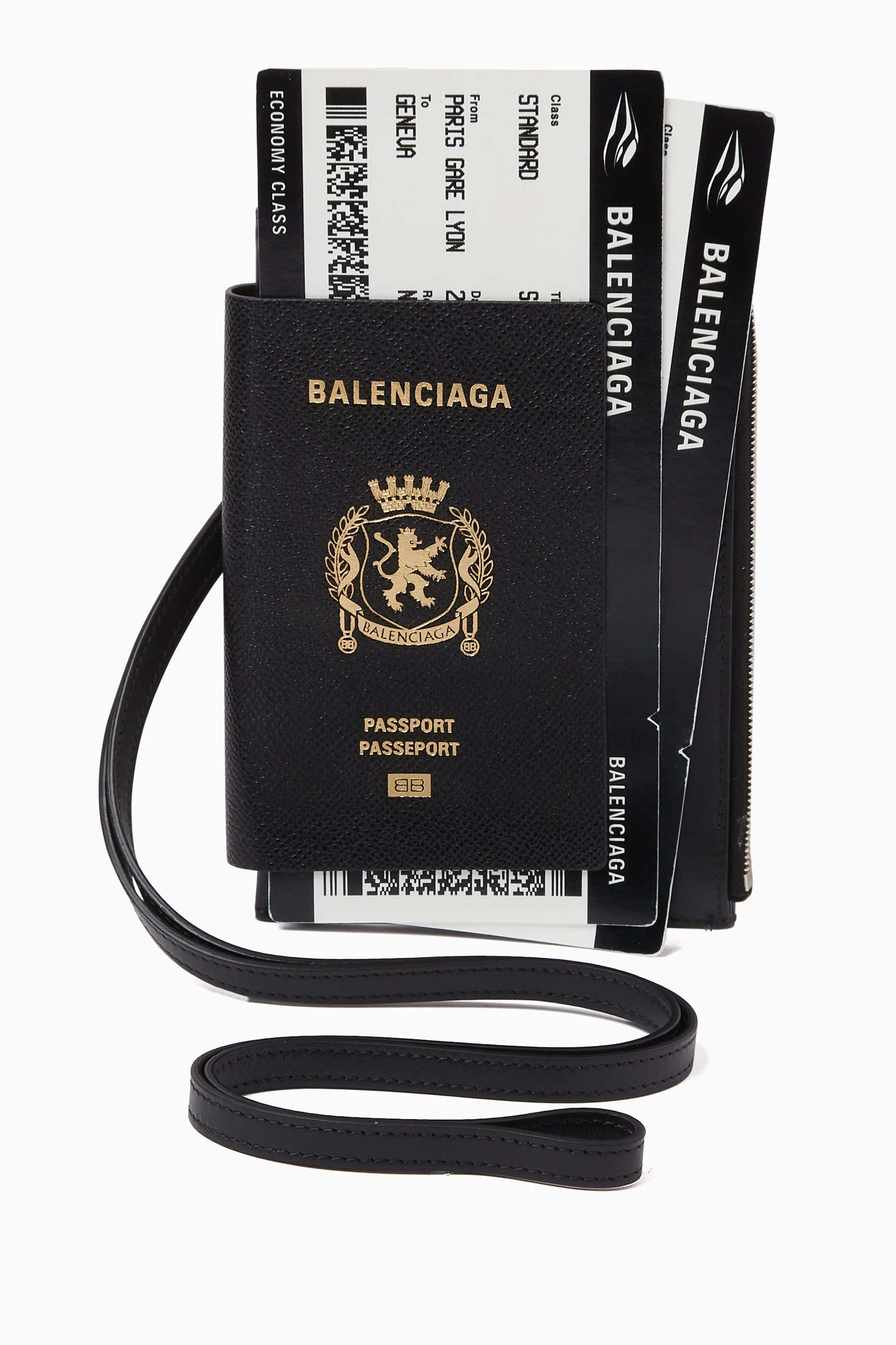 Buy Balenciaga Black Logo print Passport Phone Holder in Calfskin for Men Online Ounass Kuwait