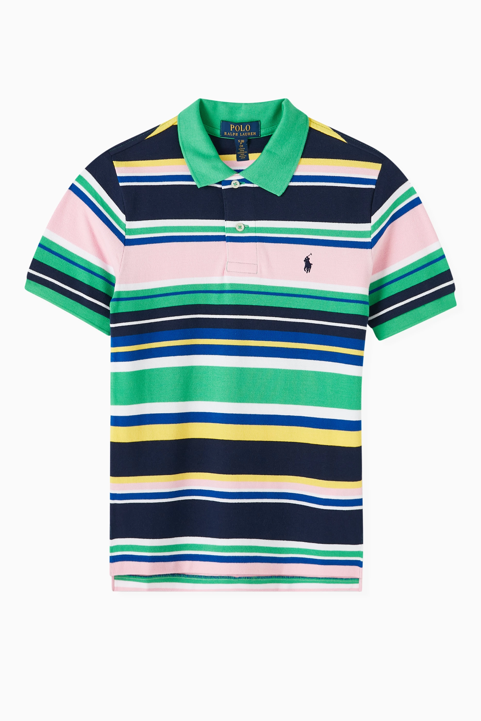 Buy Polo Ralph Lauren Multicolour Striped Polo Shirt in Cotton mesh for Boys Online Ounass Kuwait