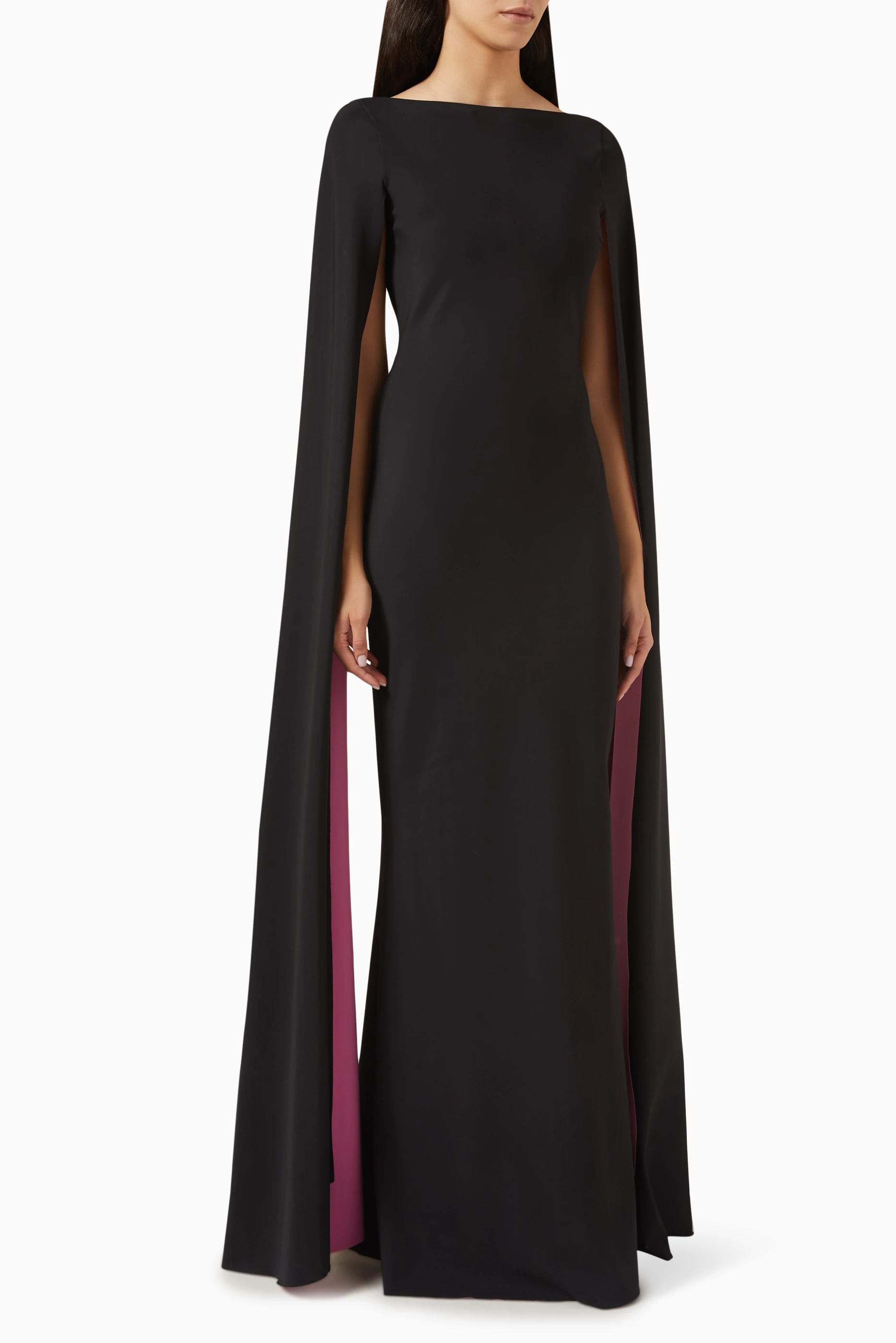 Buy Chiara Boni La Petite Robe Black Elongated sleeve Maxi Dress in Jersey for Women Online Ounass Kuwait