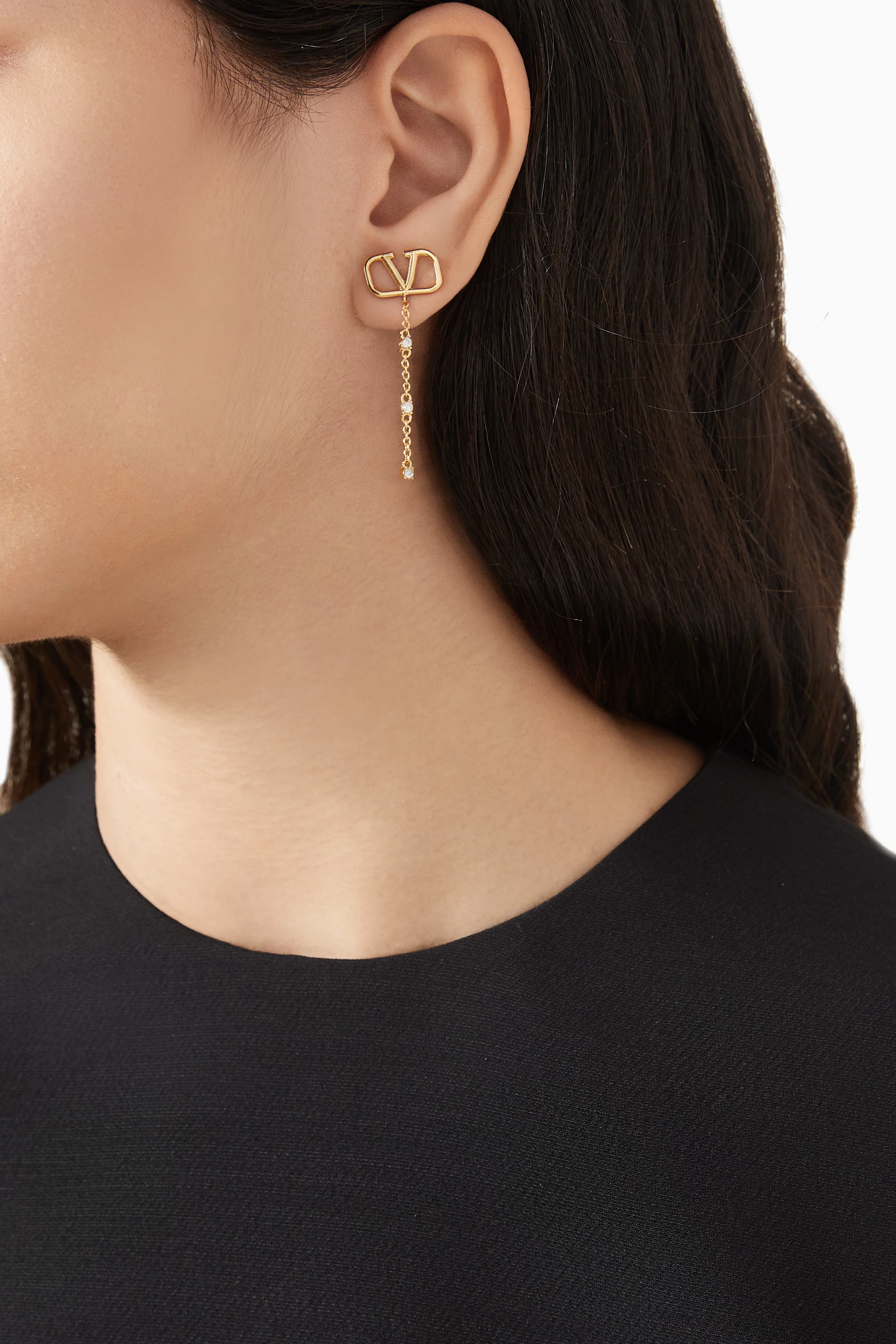 【Valentino】EARRINGS VLOGO SIGNATURE STRASS◆7W2J0F85YCW Vlogo Signature Earrings In Metal And Swarovski® Crystals