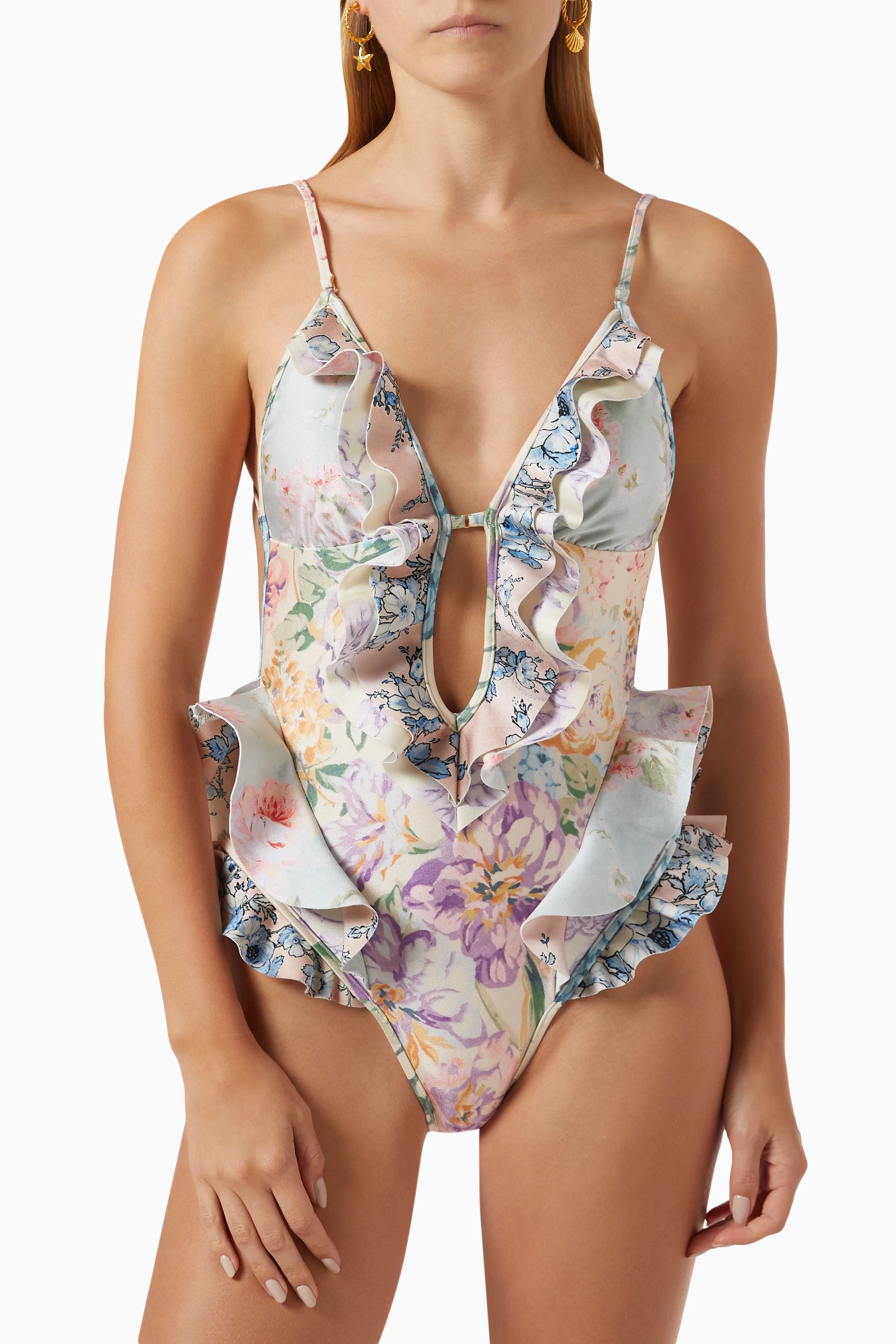 【★安心の定価販売★】 Zimmermann Buy Pink One-piece Frill Waterfall Halliday ワンピース