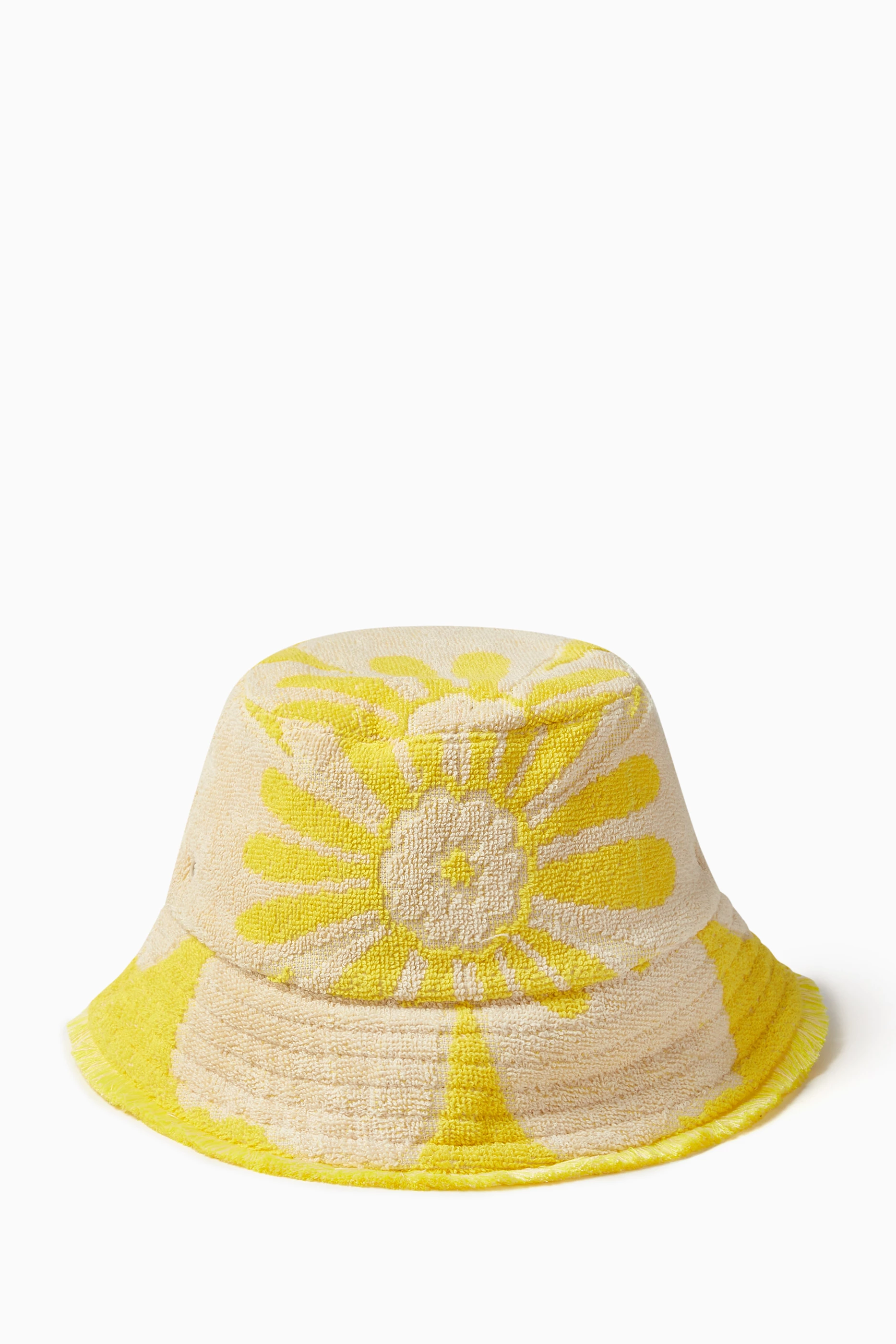 Buy Zimmermann Yellow Bucket Hat in Jacquard Towel Cotton for