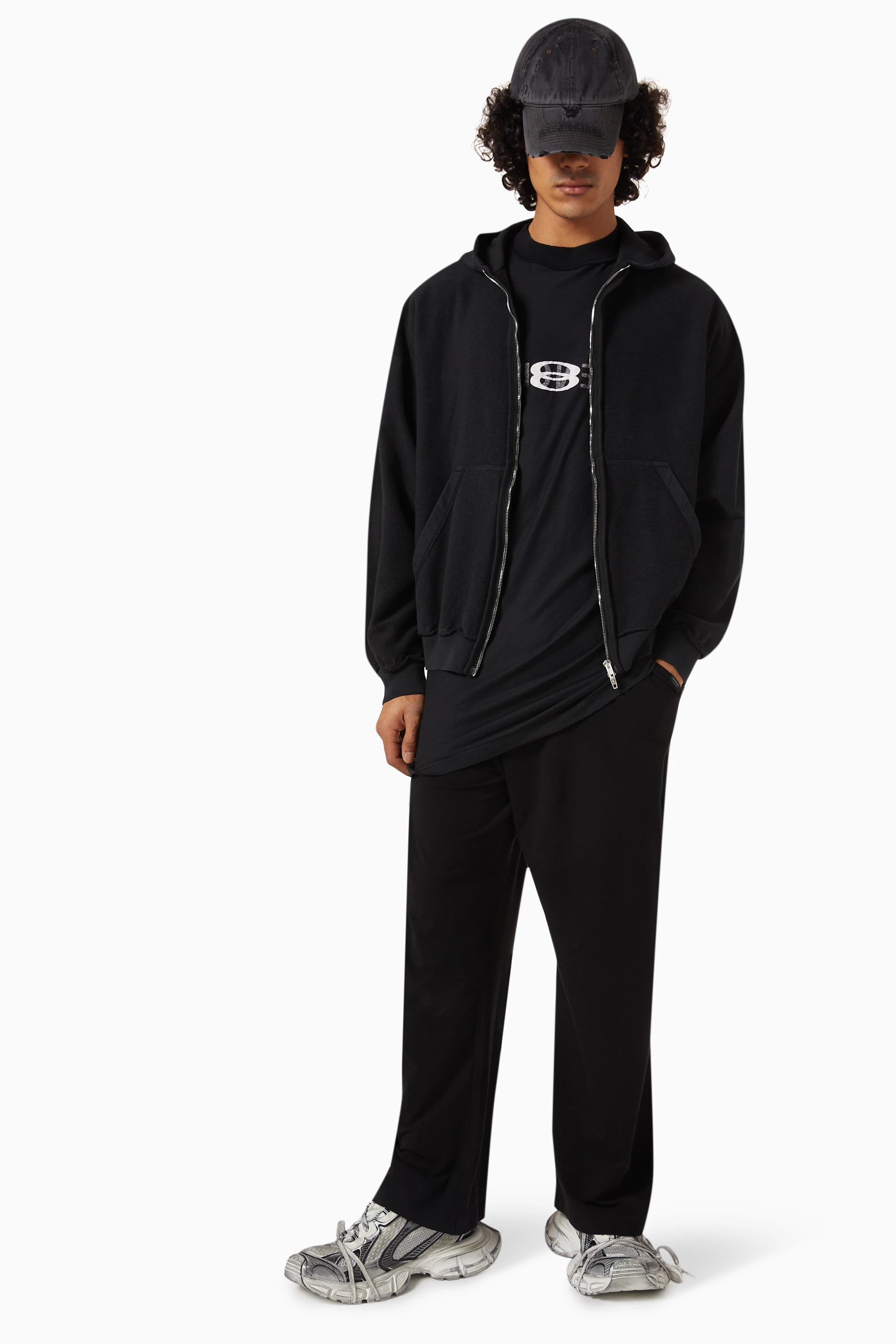 Buy Balenciaga Black Unisex Inside-out Zip Hoodie in Cotton-fleece