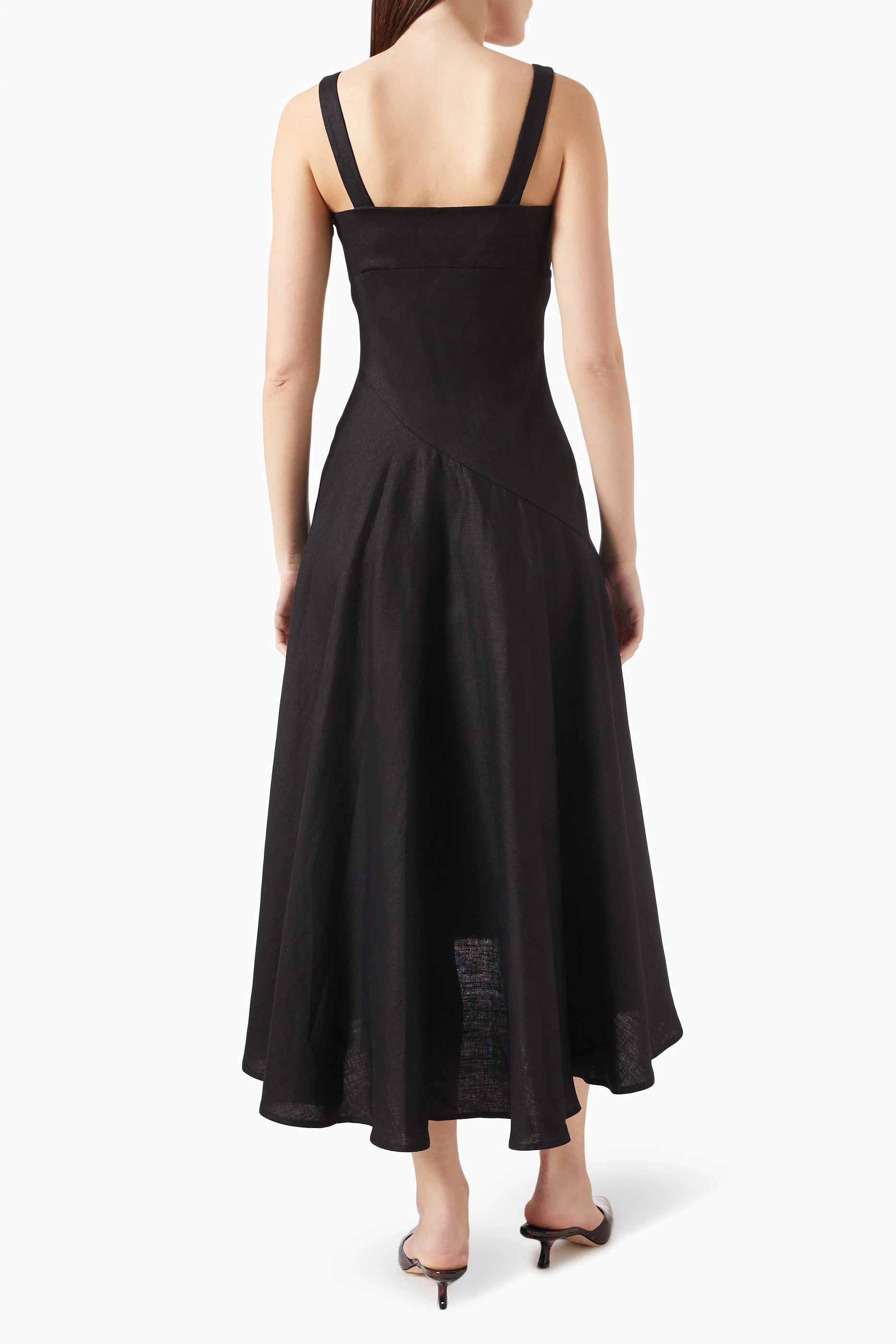 Buy Reformation Black Bekki Midi Dress in Linen for Women Online | Ounass  Kuwait