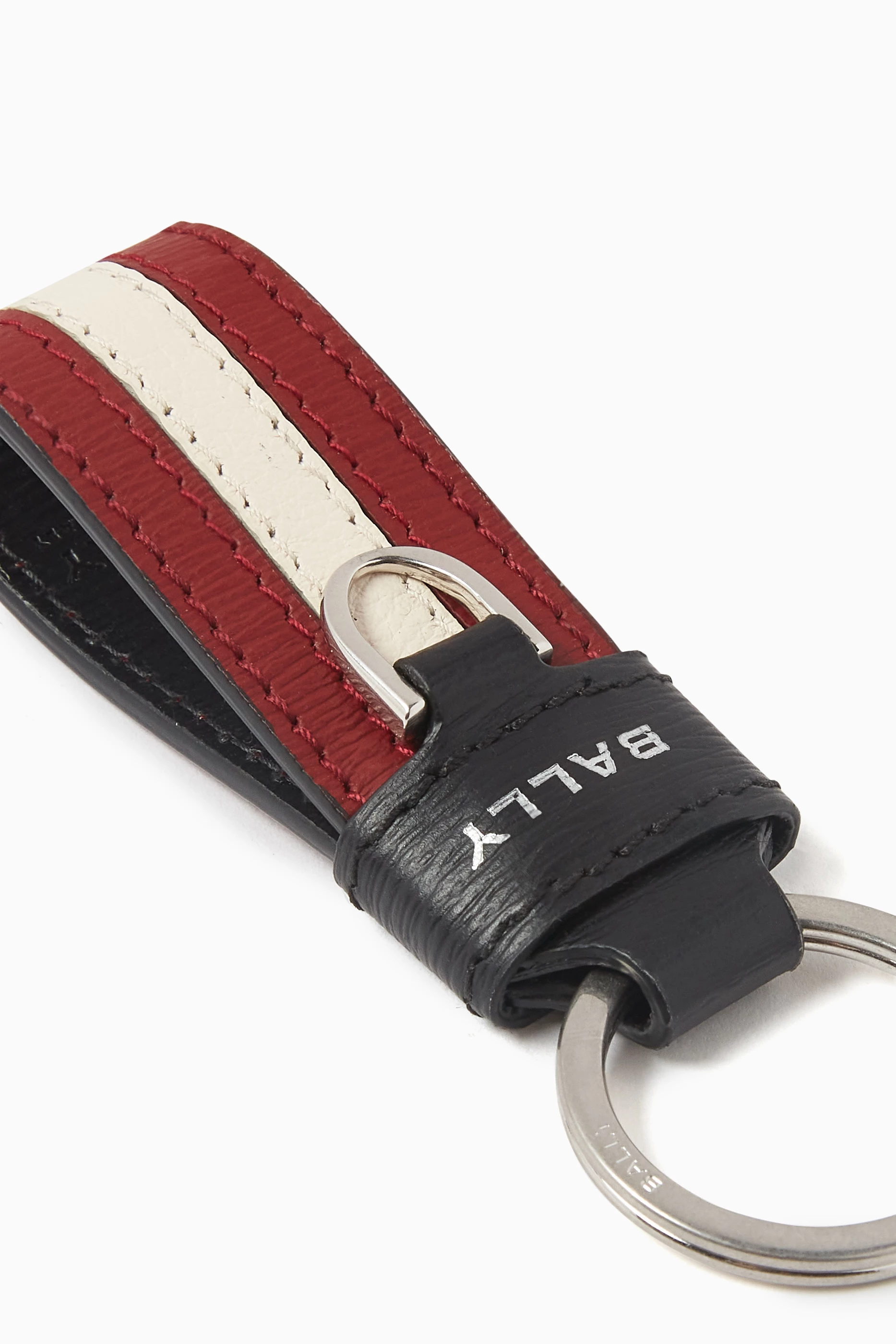 コレクション BALLY key chain Buy Bally Black Logo Stripe Key Ring in Leather for Men Online