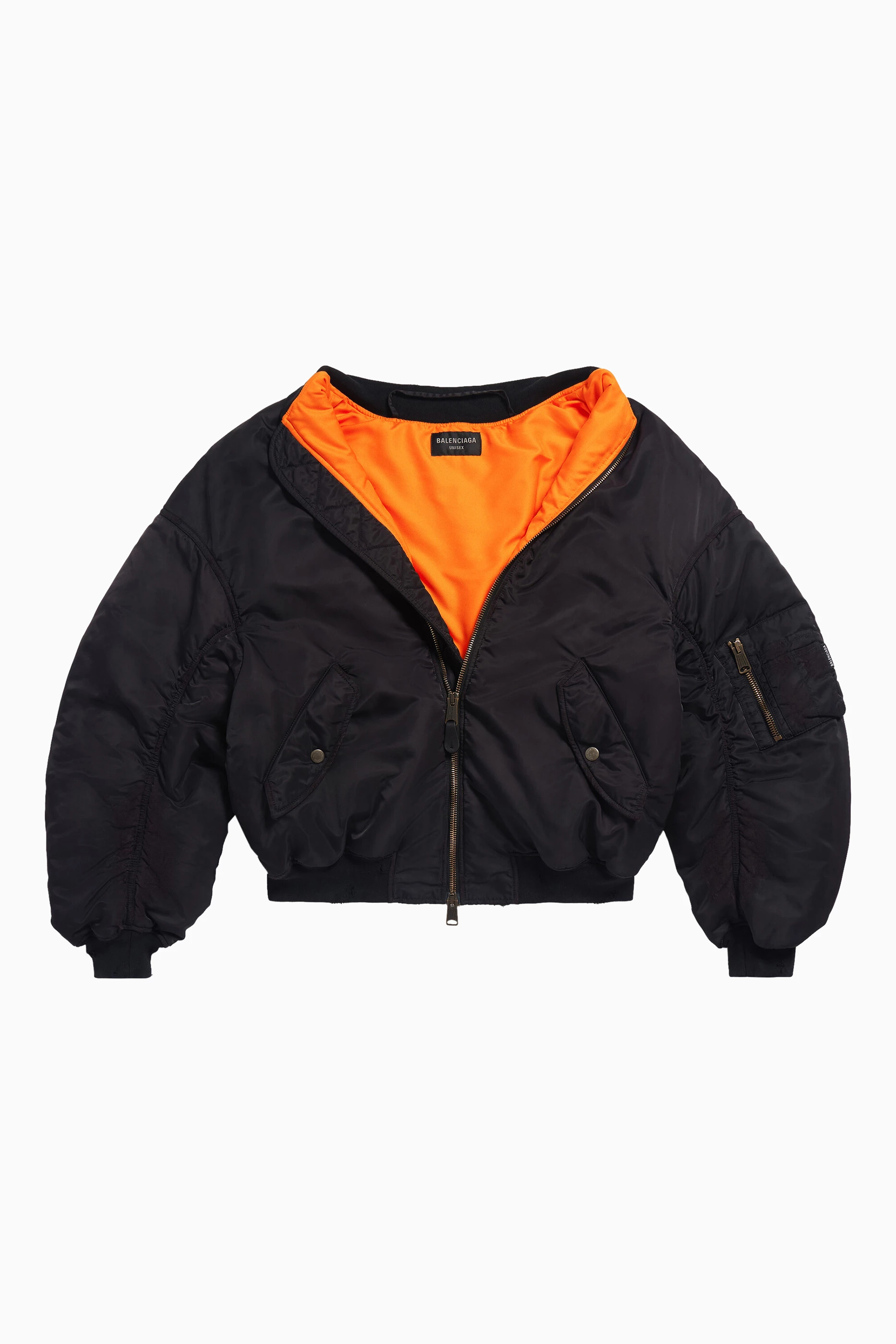 Buy Balenciaga Black Unisex Off Shoulder Bomber Jacket in Technical Fabric for UNISEX Online Ounass Kuwait