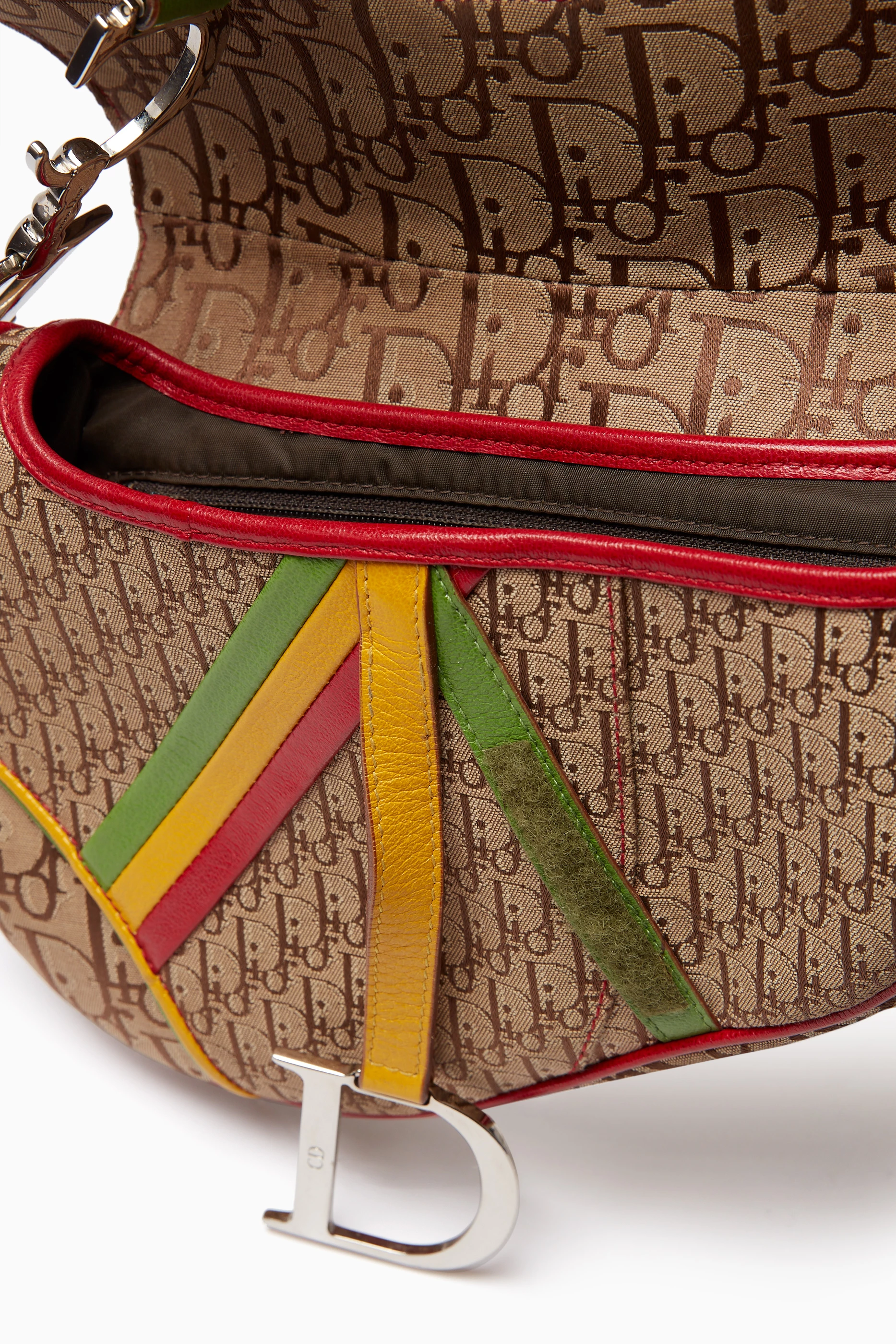 Buy Christian Dior Pre-Loved Brown Galliano Rasta-print Saddle Bag