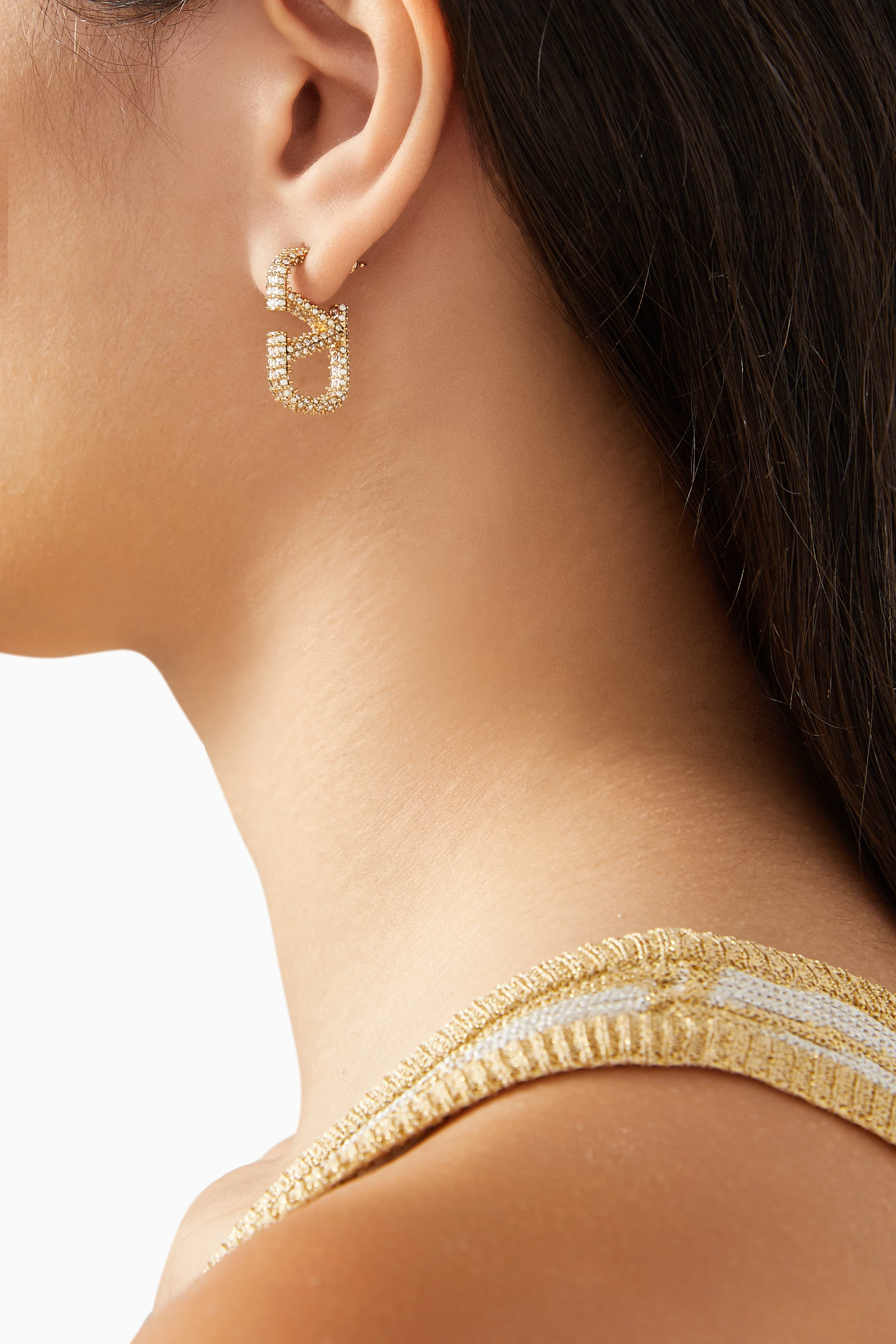 【VALENTINO GARAVANI】gold-tone crystal clip イヤリング VALENTINO GARAVANI VLOGO gold-tone crystal earrings | NET-A