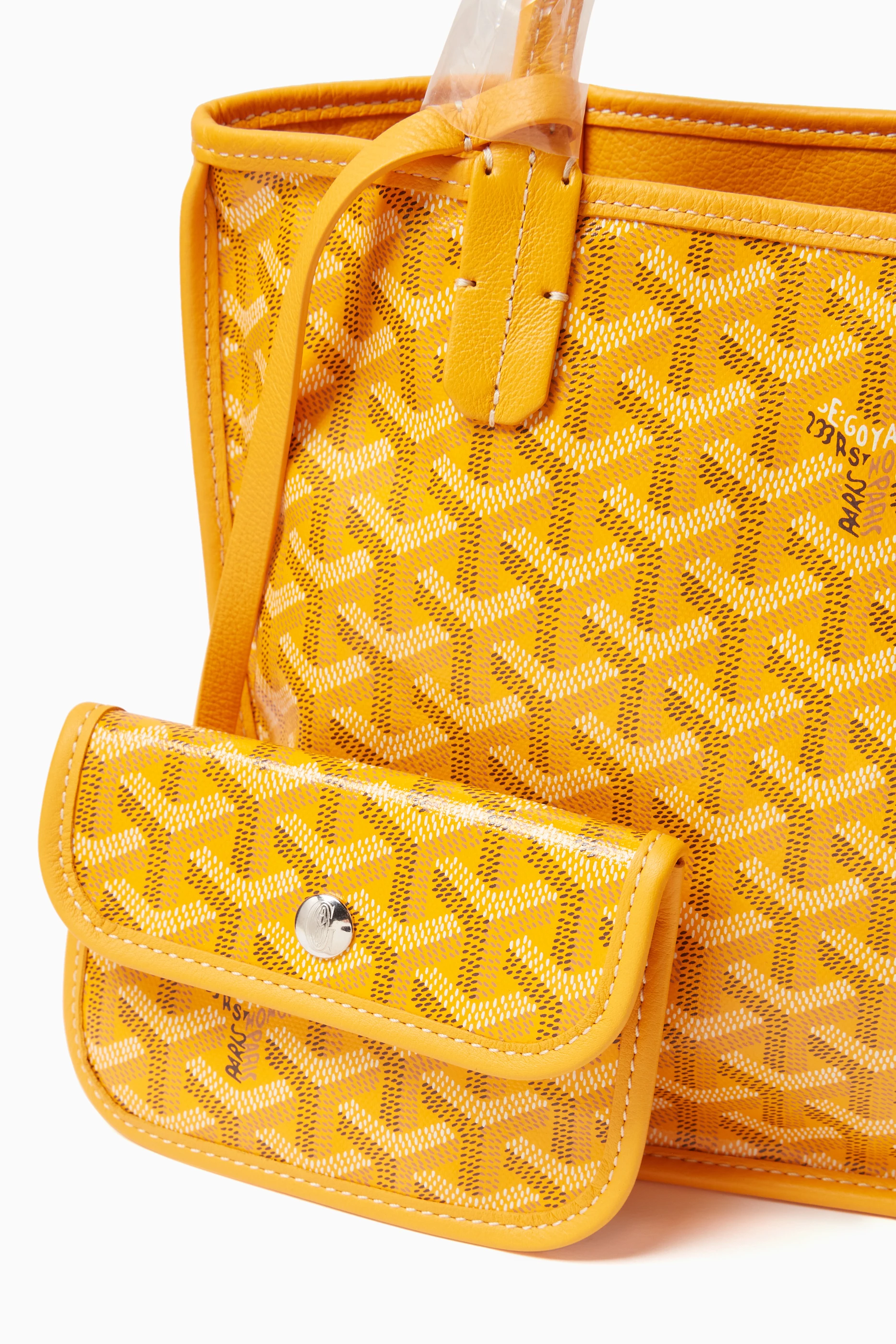 Buy Goyard Pre Loved Yellow Unused Mini Anjou Reversible Tote Bag in Goyardine Canvas Leather for Women Online Ounass Kuwait