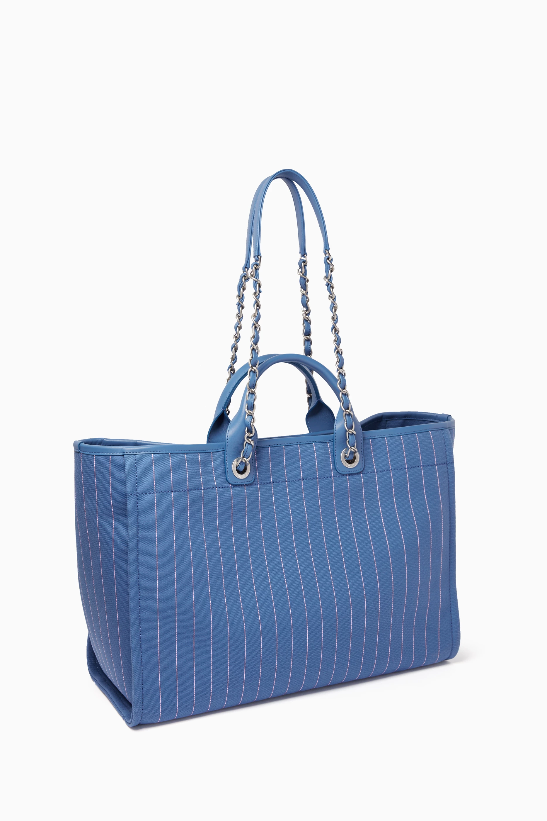 Buy Chanel Pre Loved Blue Unused Large Deauville Tote Bag in Canvas for Women Online Ounass Kuwait