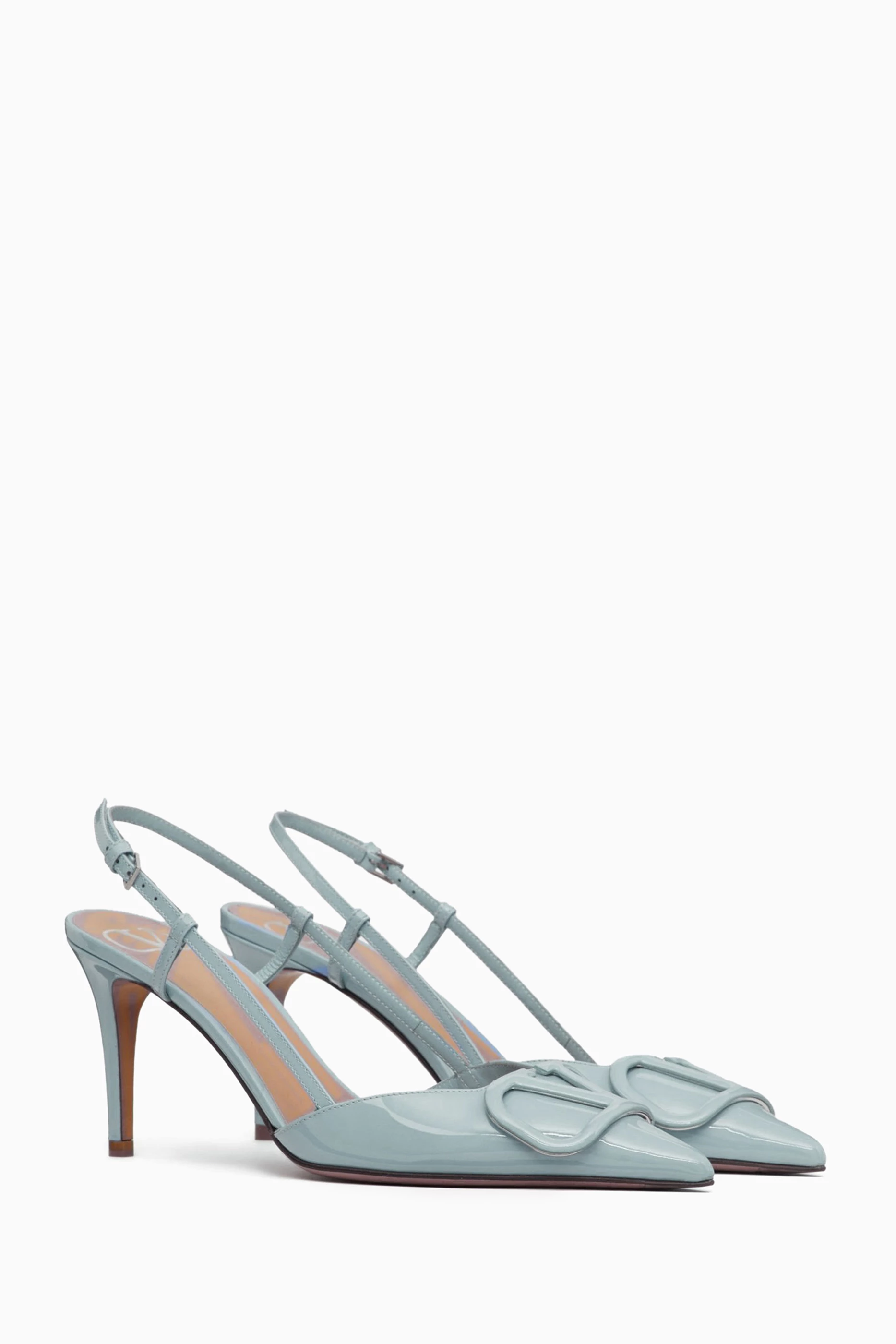 Buy Valentino Garavani Blue Valentino Garavani VLogo 80 Signature Slingback Pumps in Patent Leather for Women Online Ounass Kuwait