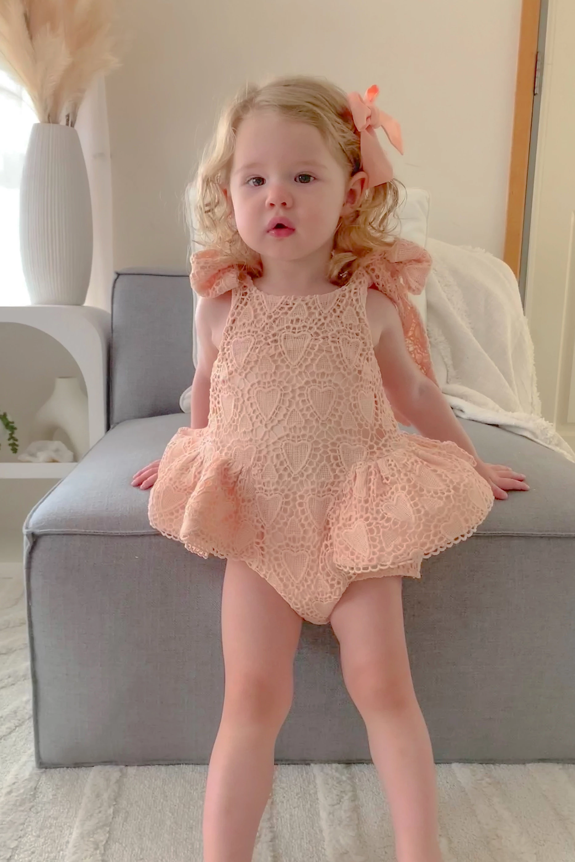 Buy Chloé and Amélie Pink Paper Doll Bodysuit in Lace for Baby 