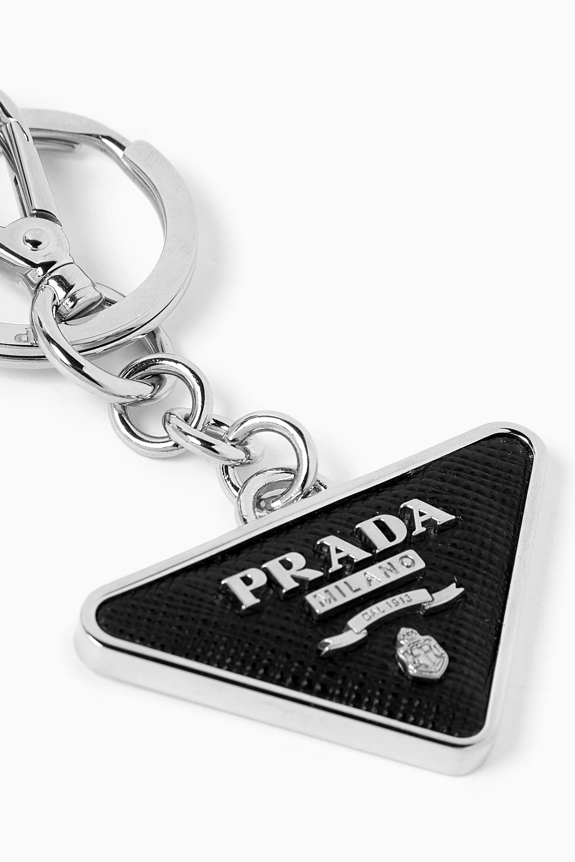 ★PRADA★ Black Triangle Logo Keyring Black 2PS05766AF0002 2 Buy Prada Black Triangle Logo Keychain in Saffiano Leather
