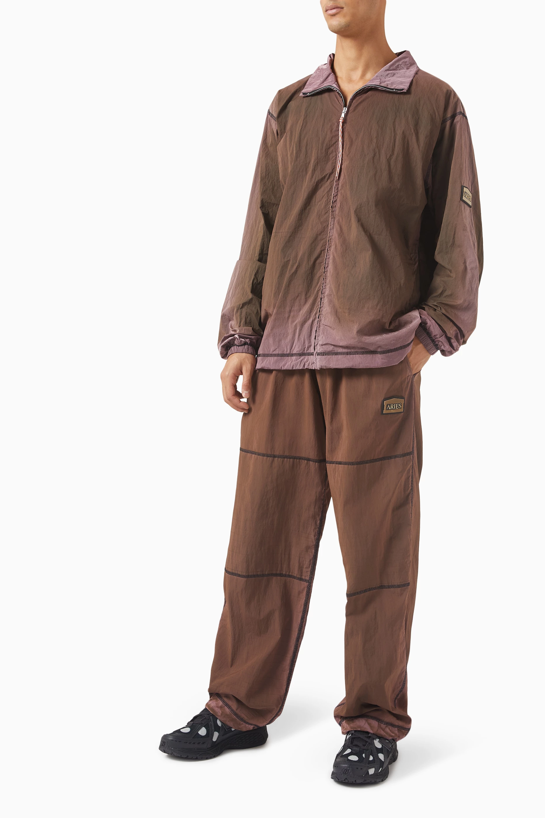 Buy Aries Brown Spruzzo Windcheater Pants in Nylon for Men Online