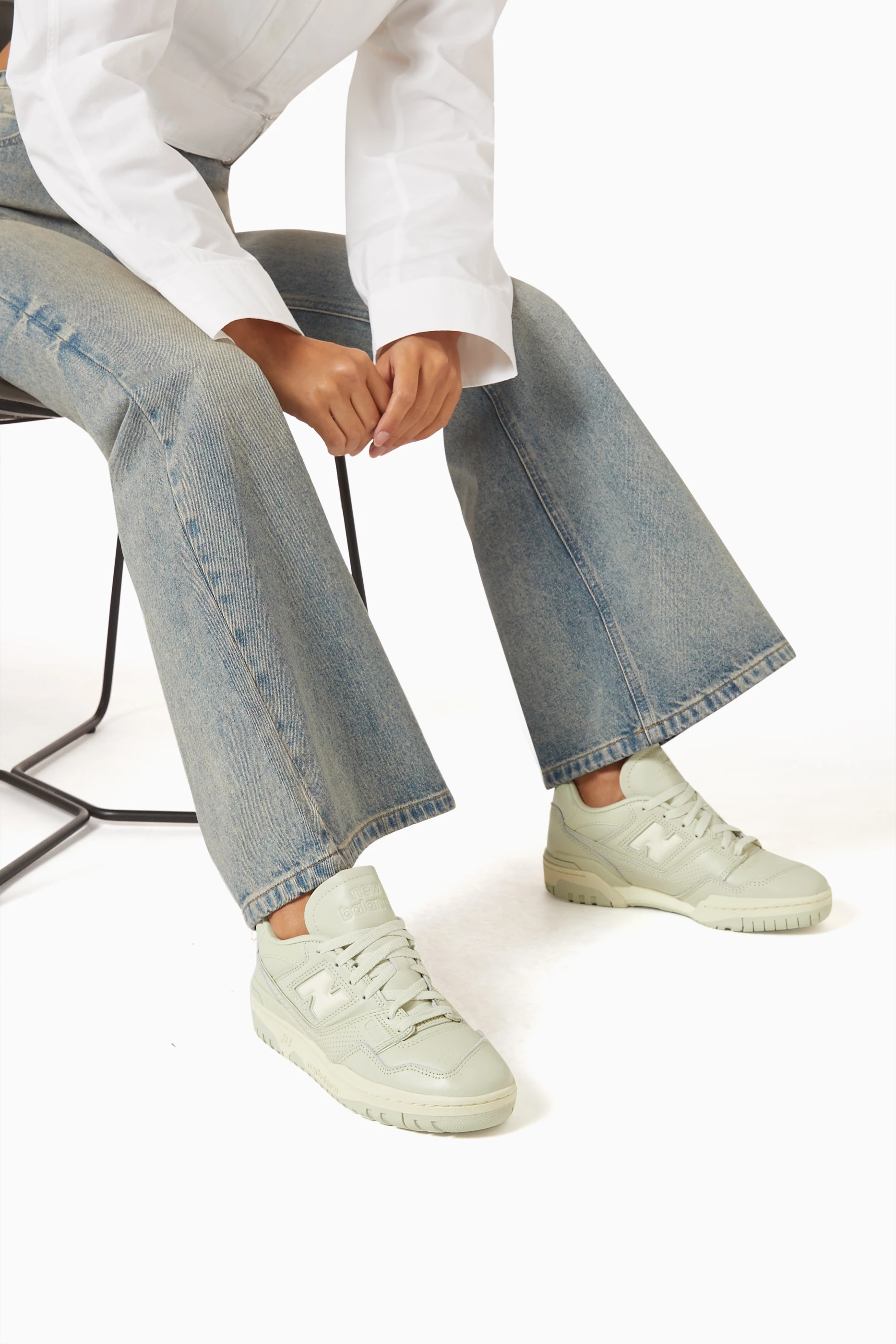 Buy New Balance Green BB550 Low-top Sneakers in Leather for Women