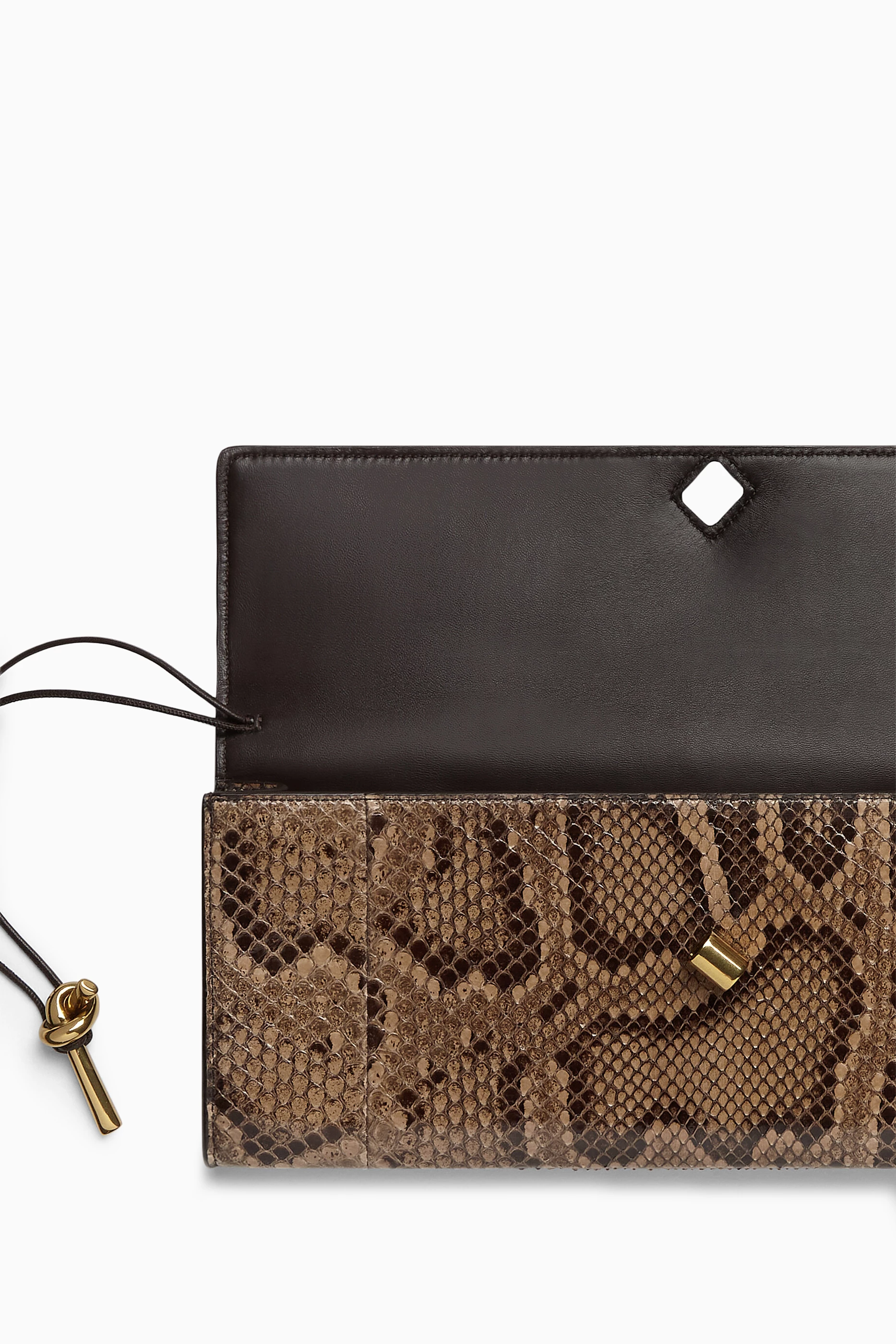 Buy Bottega Veneta Brown Long Clutch Andiamo in Python Leather for