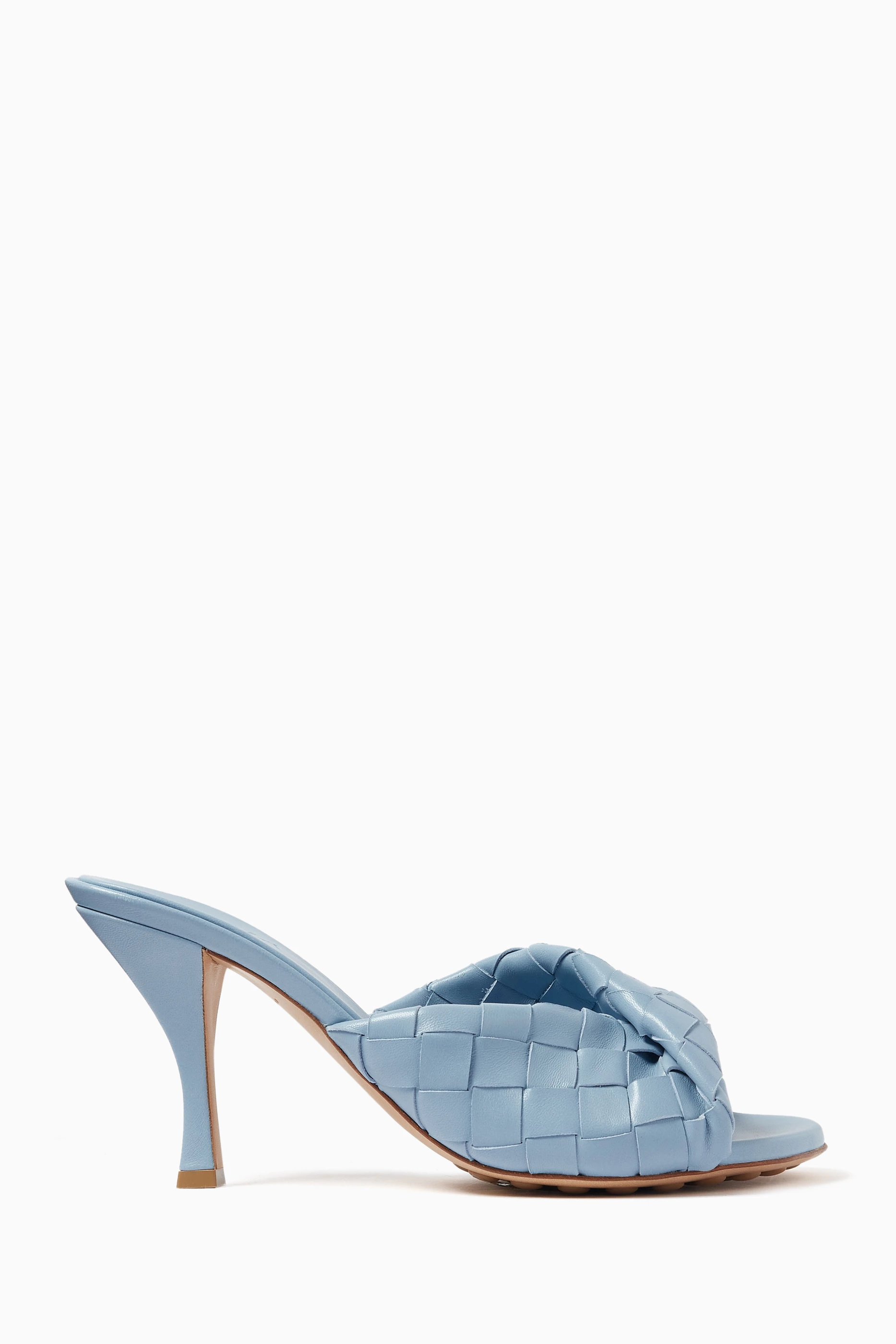 サンダル・ミュール BOTTEGA VENETA  Slippers and Clogs Women Leather Blue/Ink Bottega Veneta // Blue Leather Stretch Strap Sandal – VSP