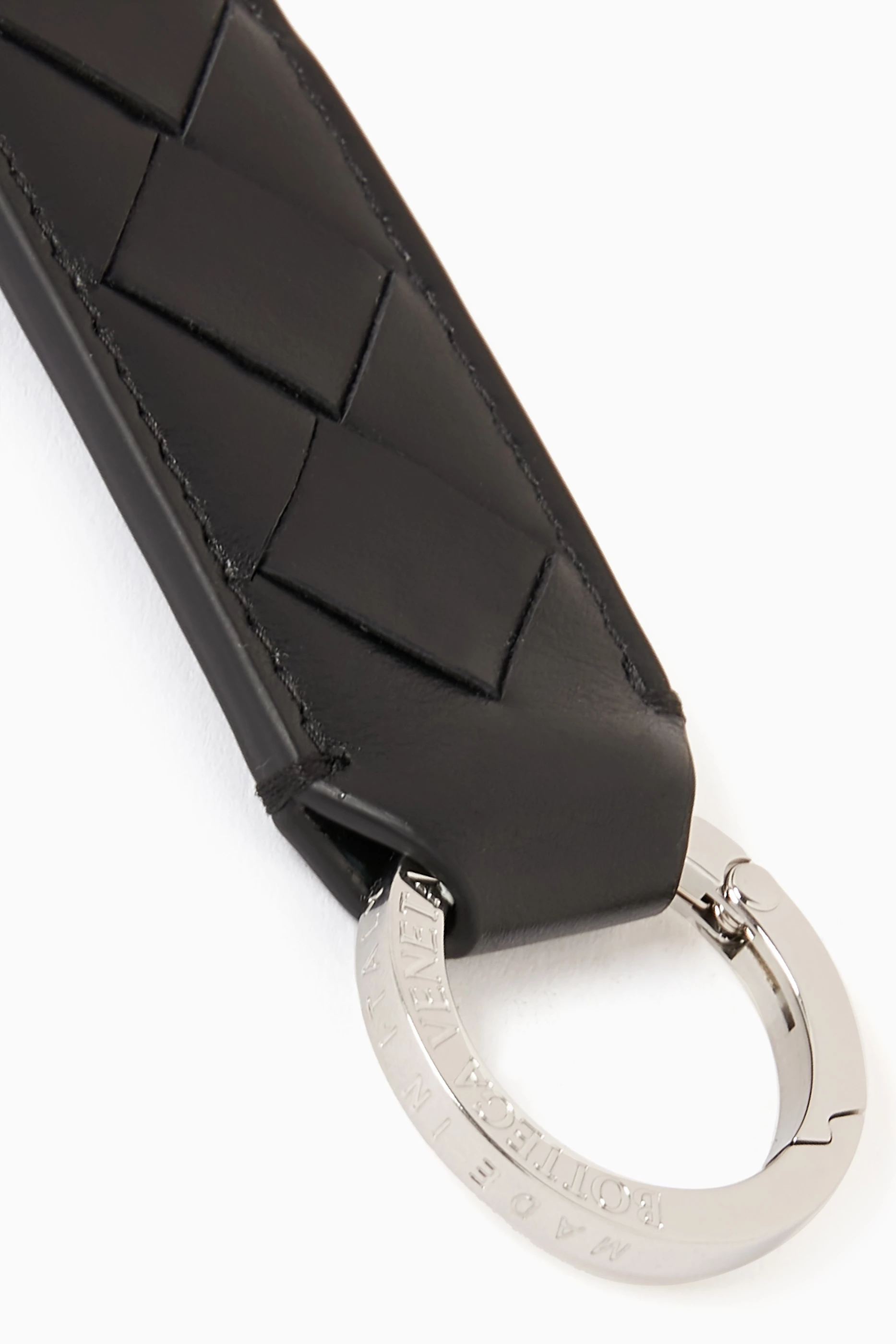 【BOTTEGA VENETA】Tab Key Ring キーリング Buy Bottega Veneta Black Tab Key Ring in Intrecciato Leather