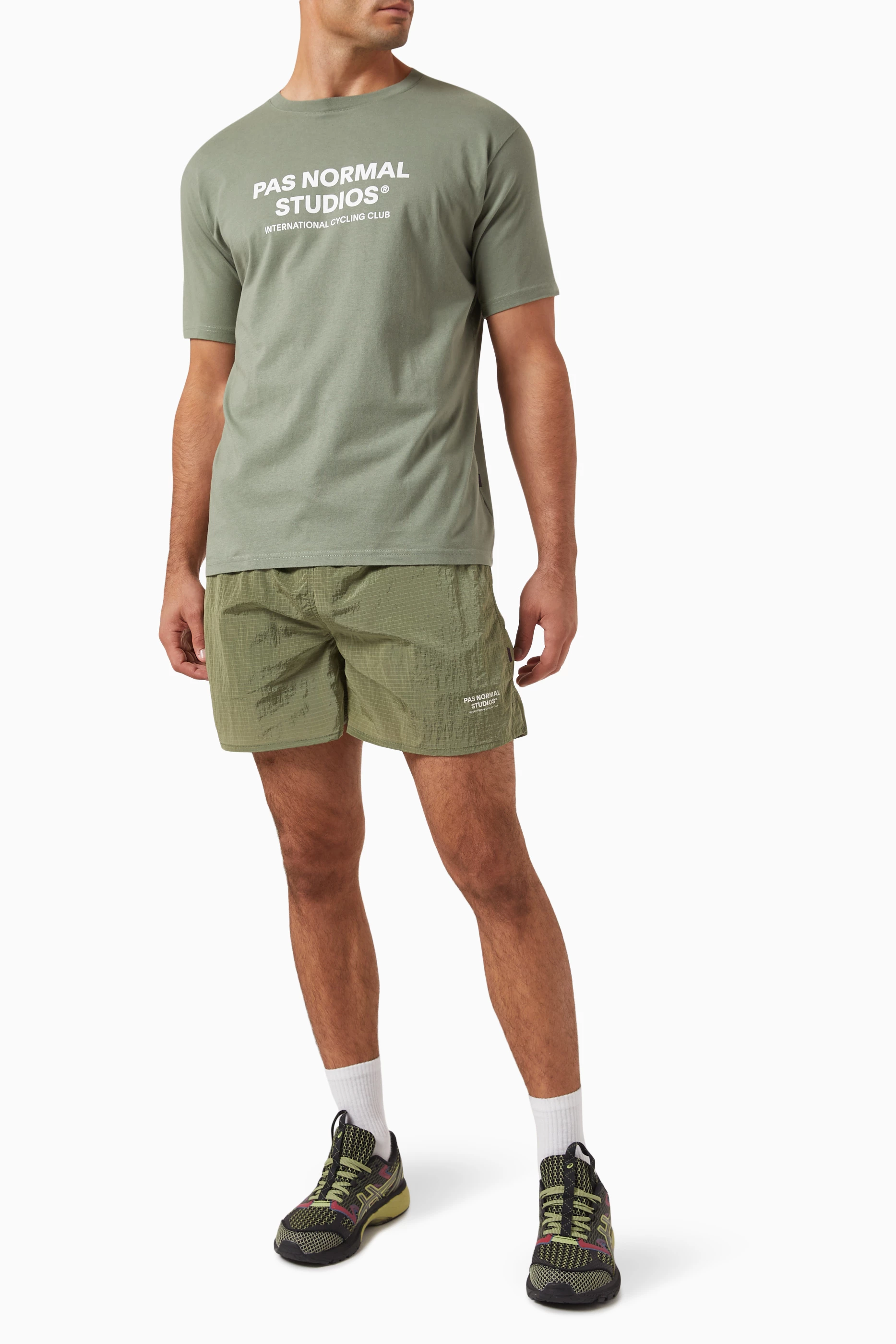 Buy Pas Normal Studios Green Off-race Shorts in Ripstop for Men
