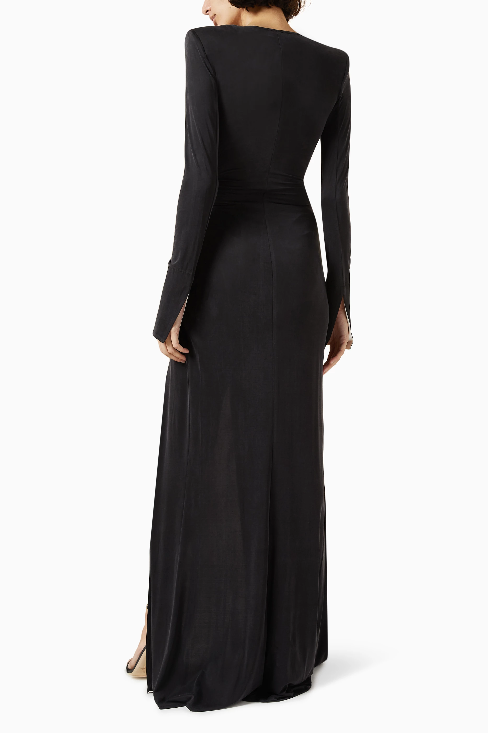 ElisabettaFranchi◆Maxi Dress inDraped Jersey サッシュベルト 217357557_black_fr.jpg?ts=