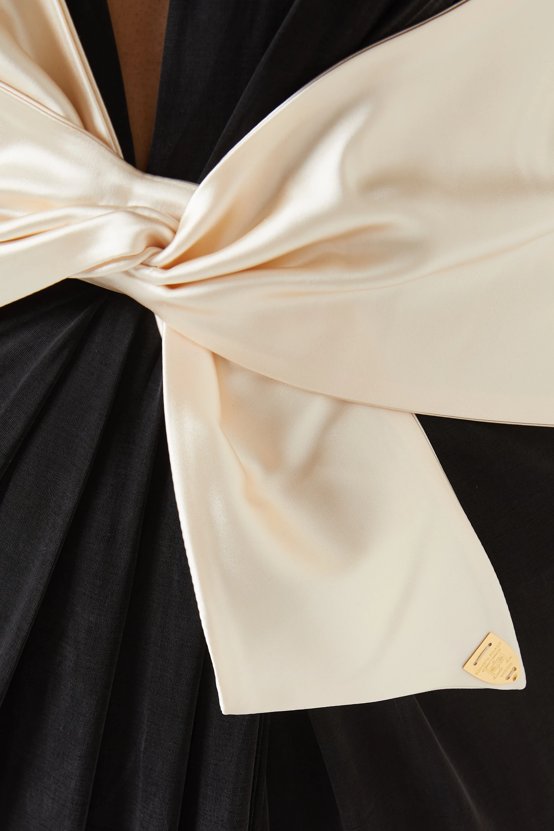 Buy Elisabetta Franchi Black Sash Belt Maxi Dress in Draped