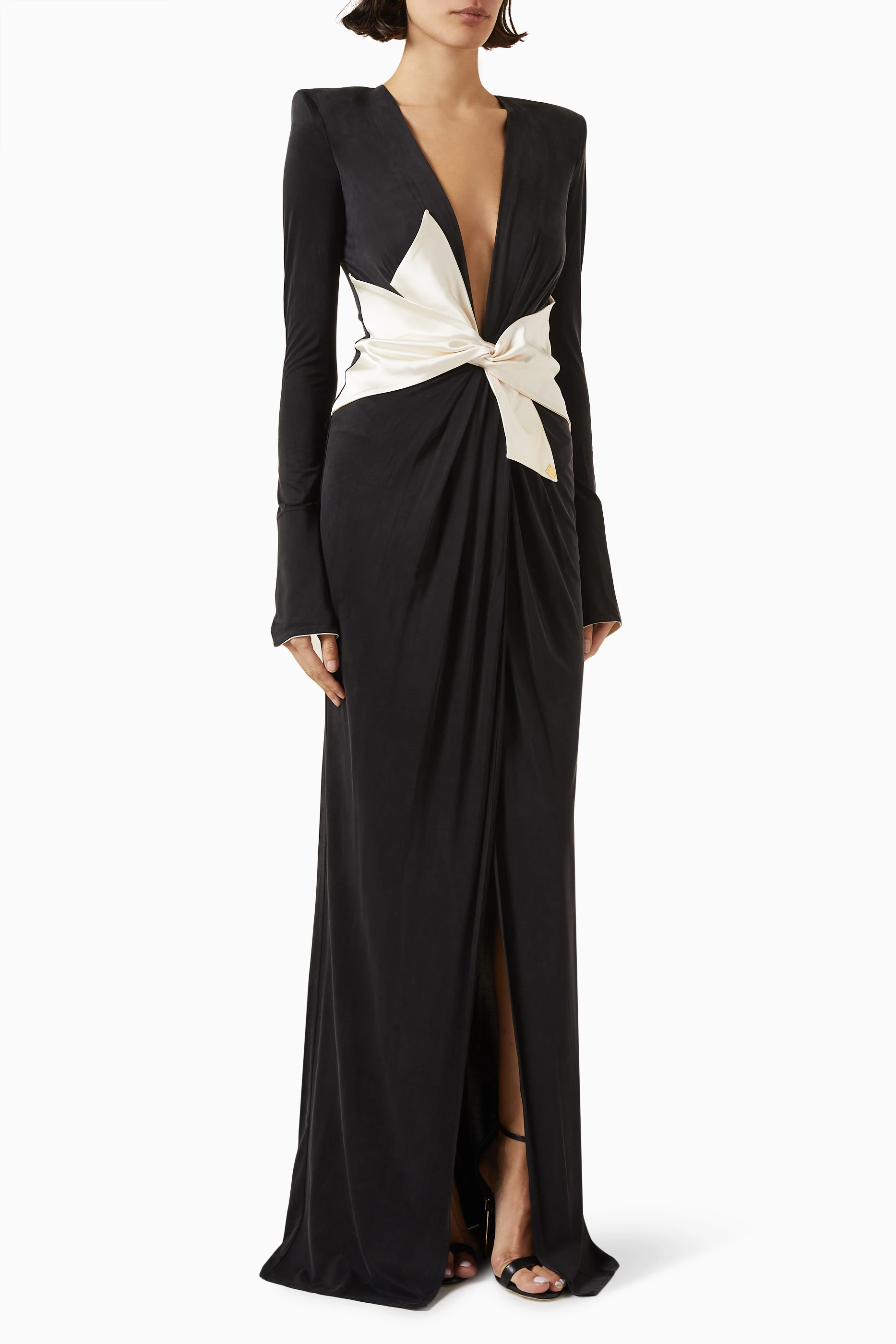 ElisabettaFranchi◆Maxi Dress inDraped Jersey サッシュベルト 217357557_black_in.jpg?ts=