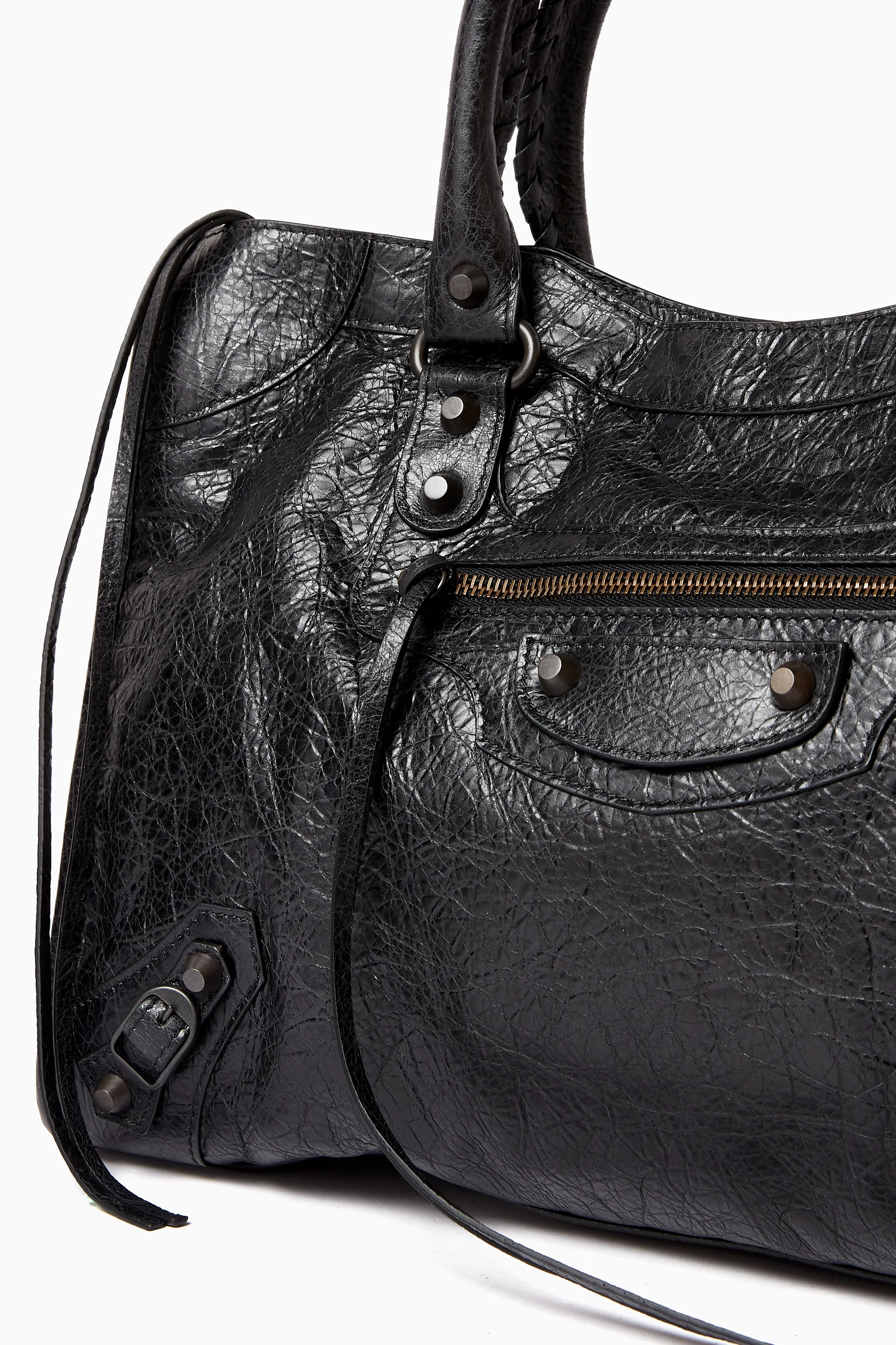 Buy Balenciaga Black Medium Le City Bag in Arena Storico Lambskin for UNISEX Online Ounass Kuwait