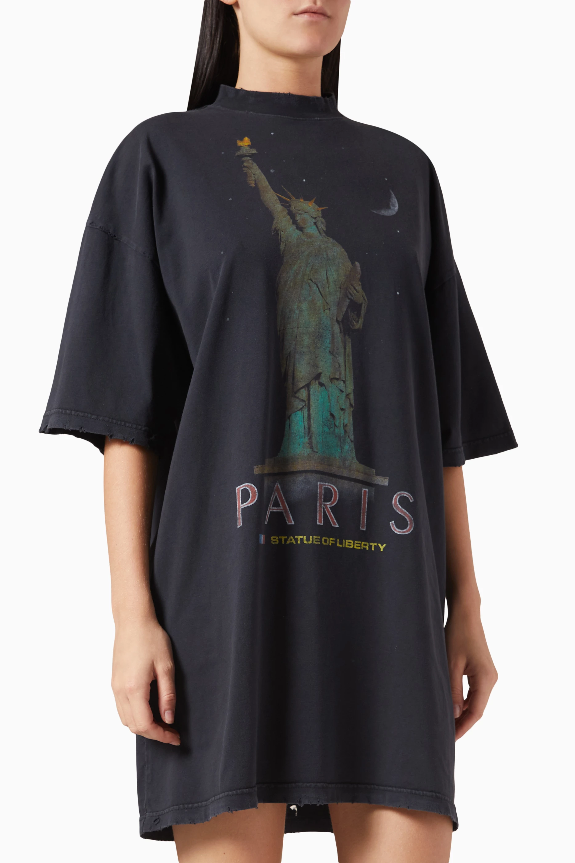 Buy Balenciaga Black Paris Liberty T Shirt Dress in Cotton for Women Online Ounass Kuwait