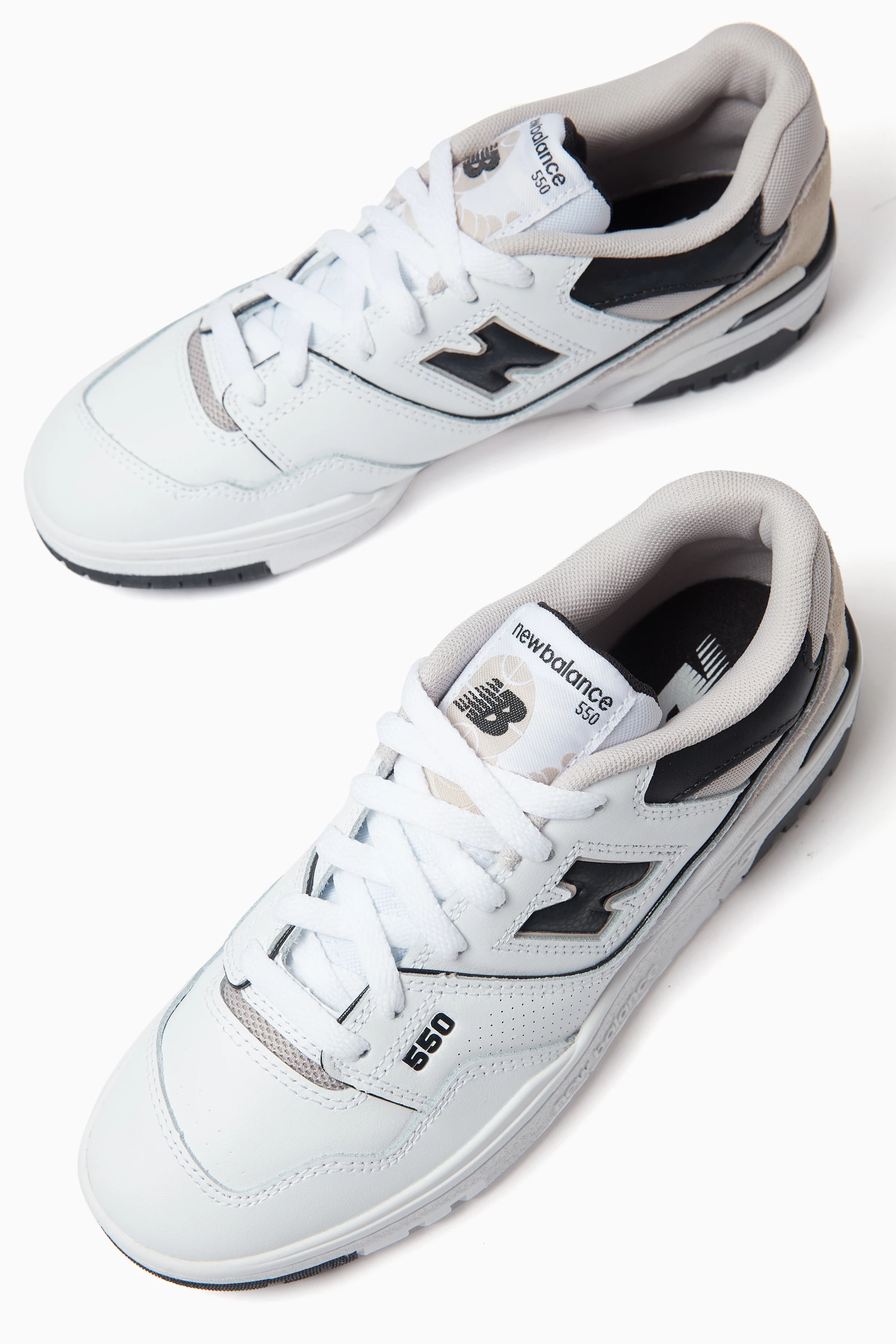 Buy New Balance White 550 Sneakers in Leather Mesh for Boys