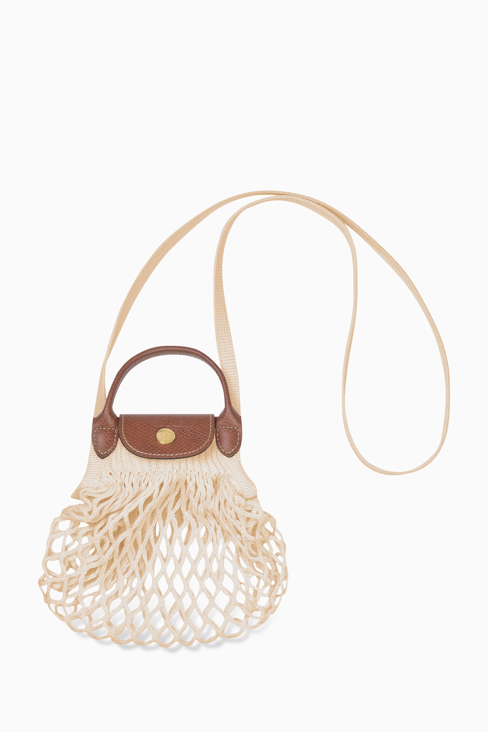 Buy Longchamp White Mini Le Pliage Filet Bag in Mesh for