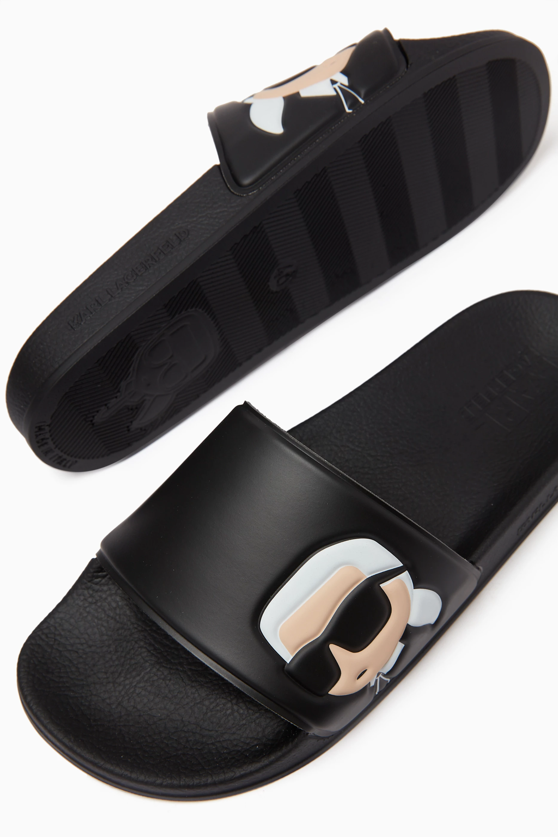 Buy KARL LAGERFELD Black Kondo Karl NFT Slide Sandals for Women