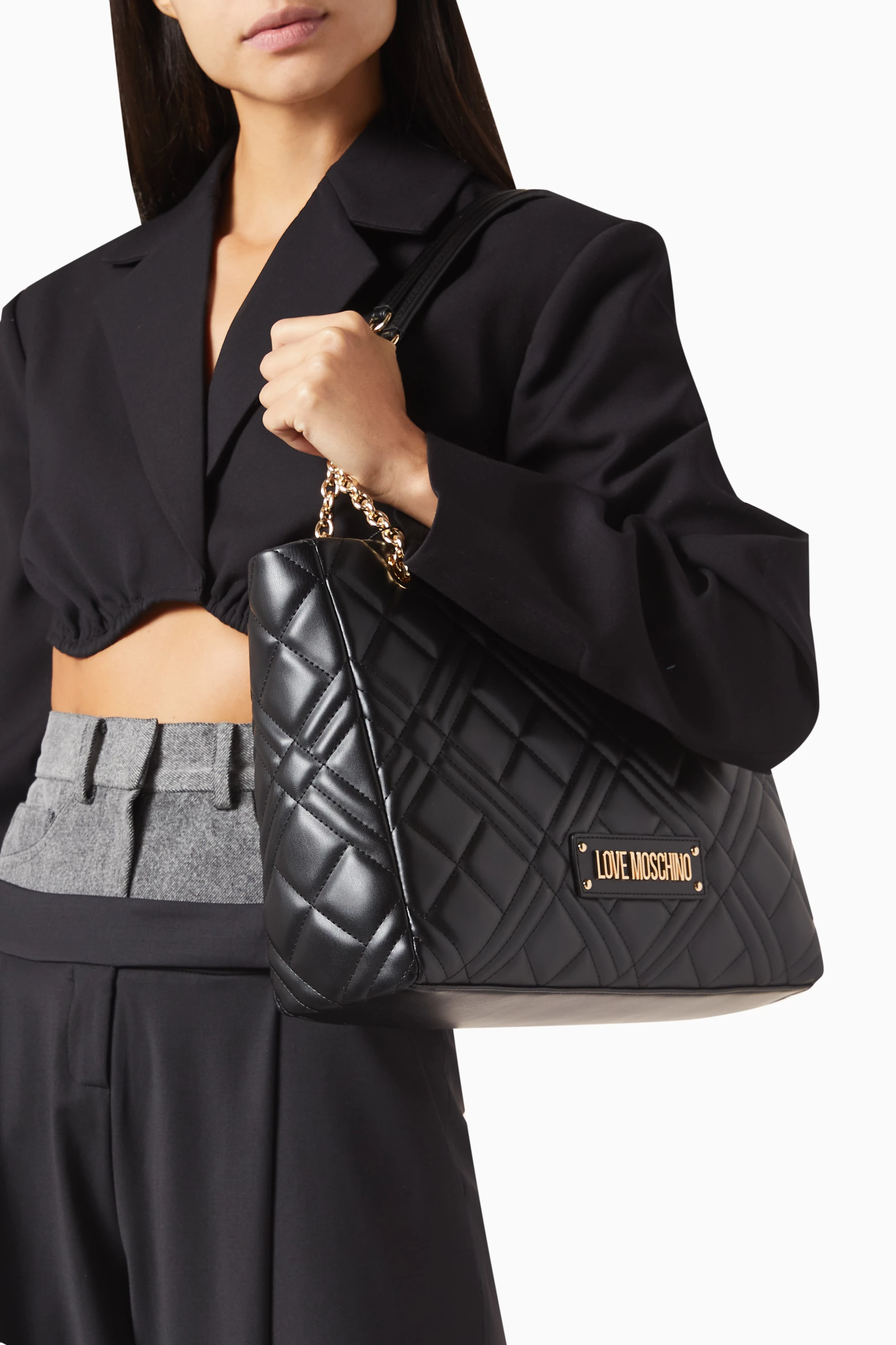 Love moschino quilted shopper bag top