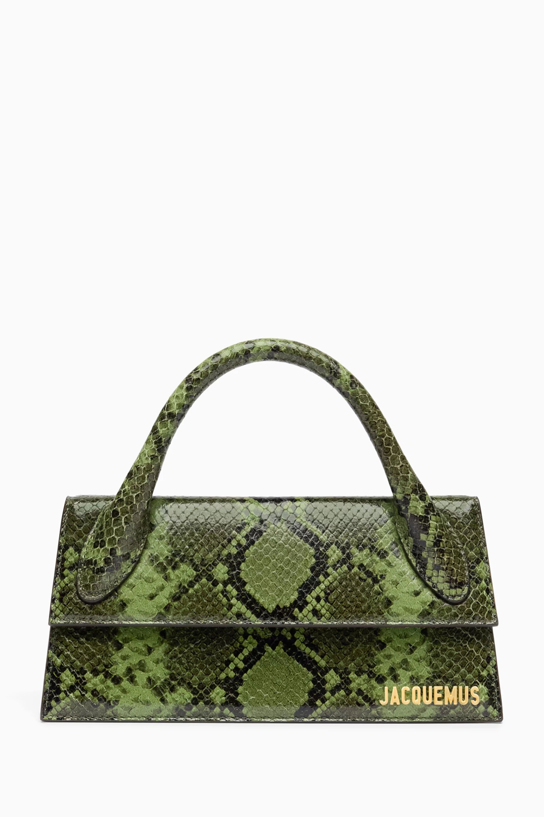 Buy Jacquemus Green Le Chiquito Long Bag in Snake-embossed Leather