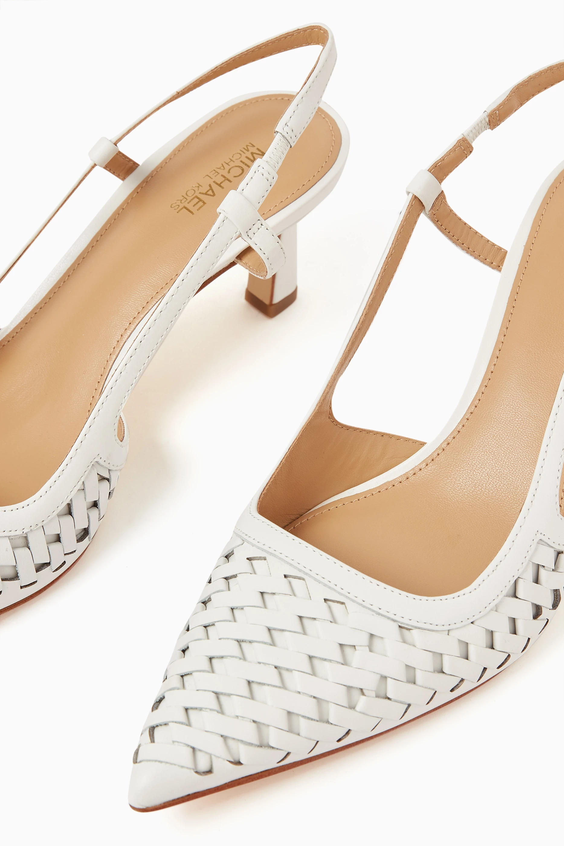 Buy Michael Kors White Alora Slingback Pumps in Leather for