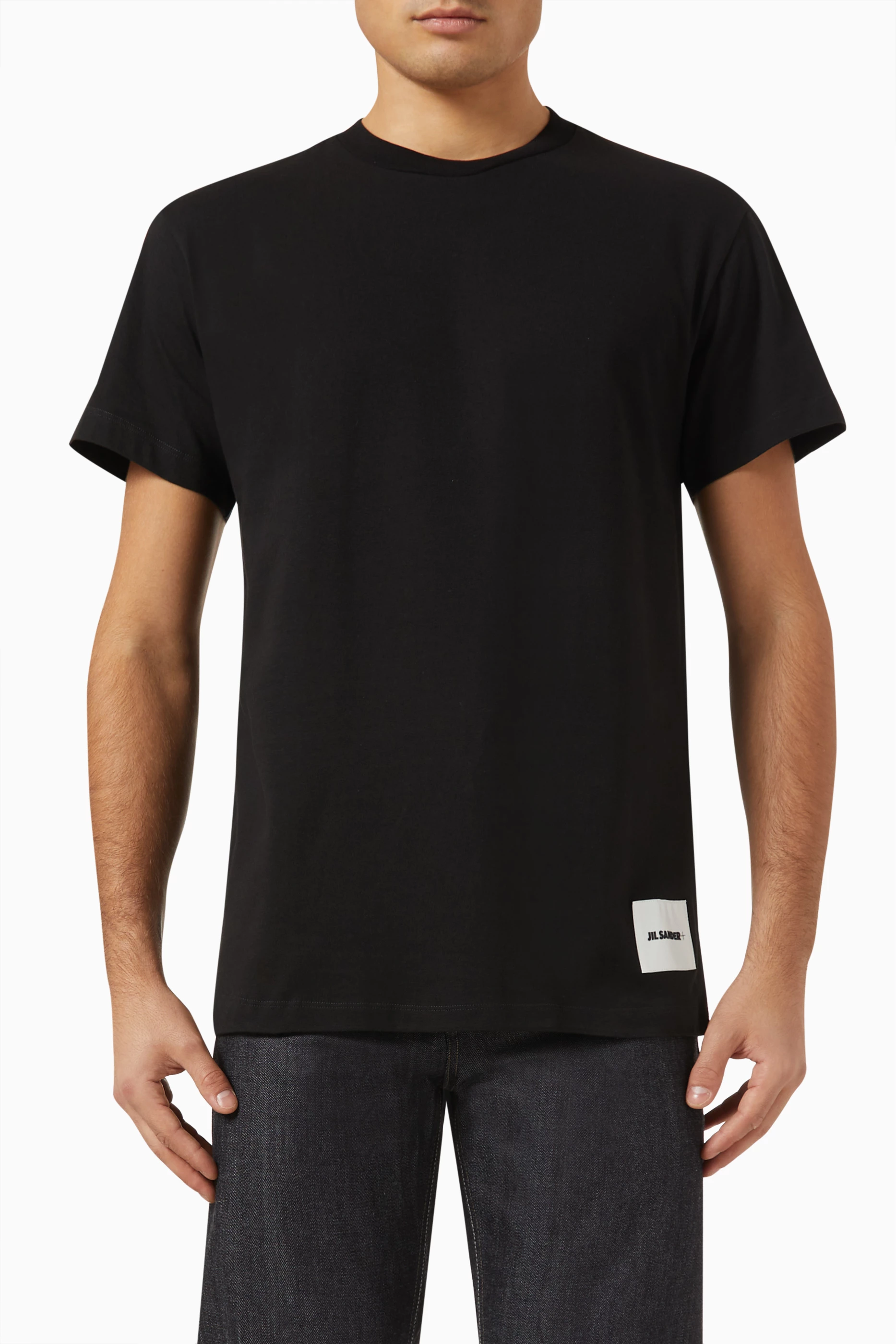 【Jil Sander】 Organic Cotton T-Shirt Set Black (3 Pack) Jil Sander three-pack organic-cotton T-shirts | Black