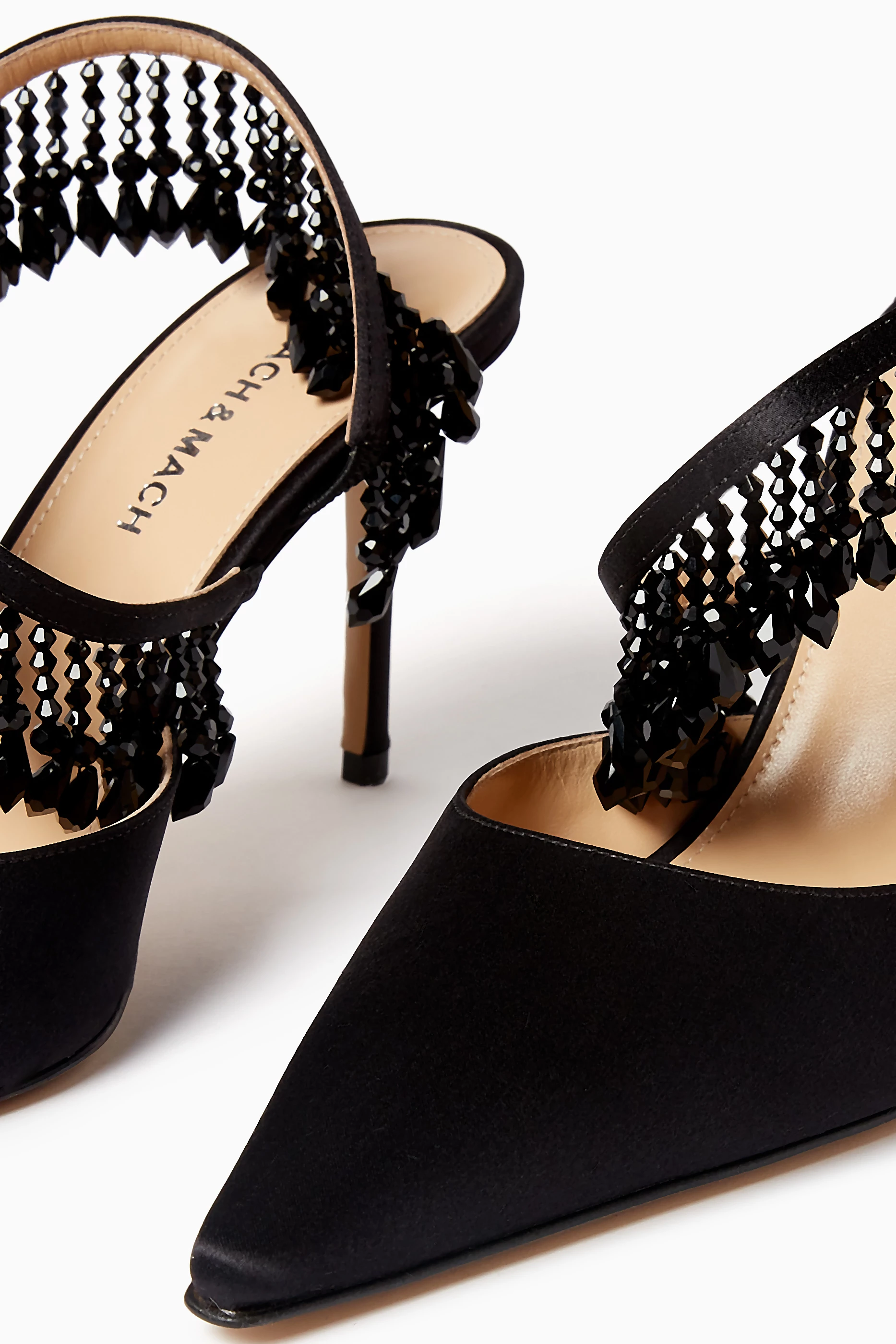 パンプス MACH & MACH Black satin pumps (PF23S0230CRP60065 BLACK) Double Bow - Women's Black Satin Pumps with Tapared Toe