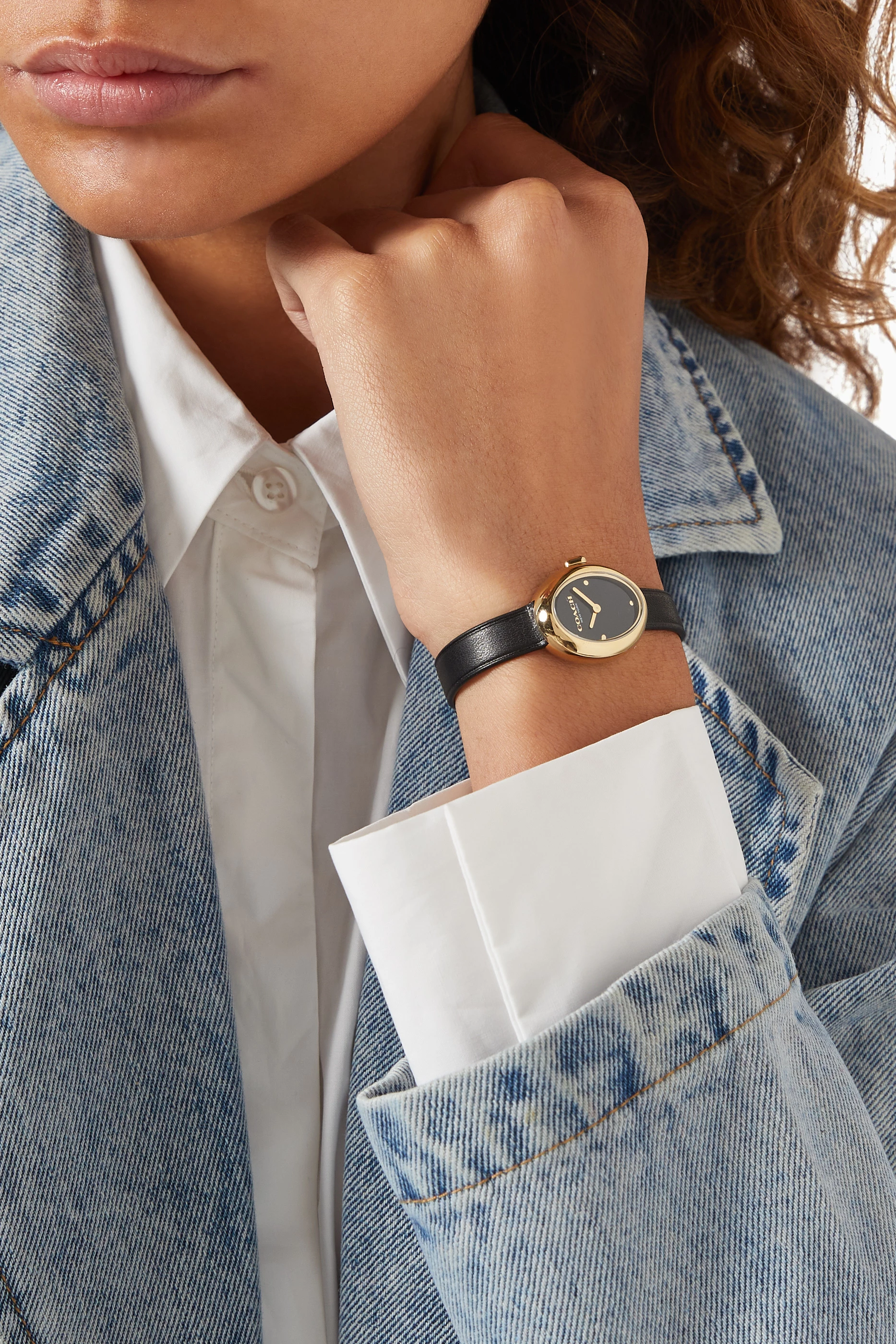 Buy Coach Black Sammy Quartz Leather Watch, 22mm for Women 