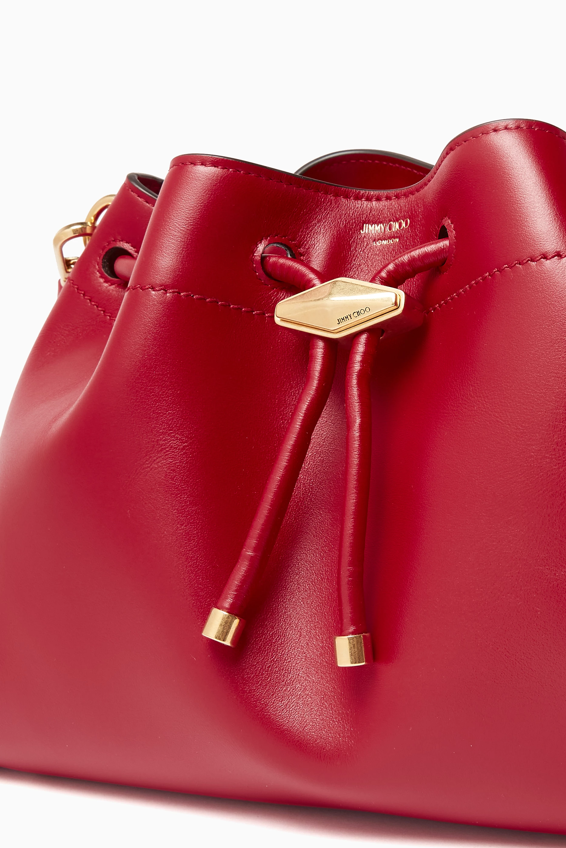 Buy Jimmy Choo Red Cinch M Shoulder Bag in Calf Leather for