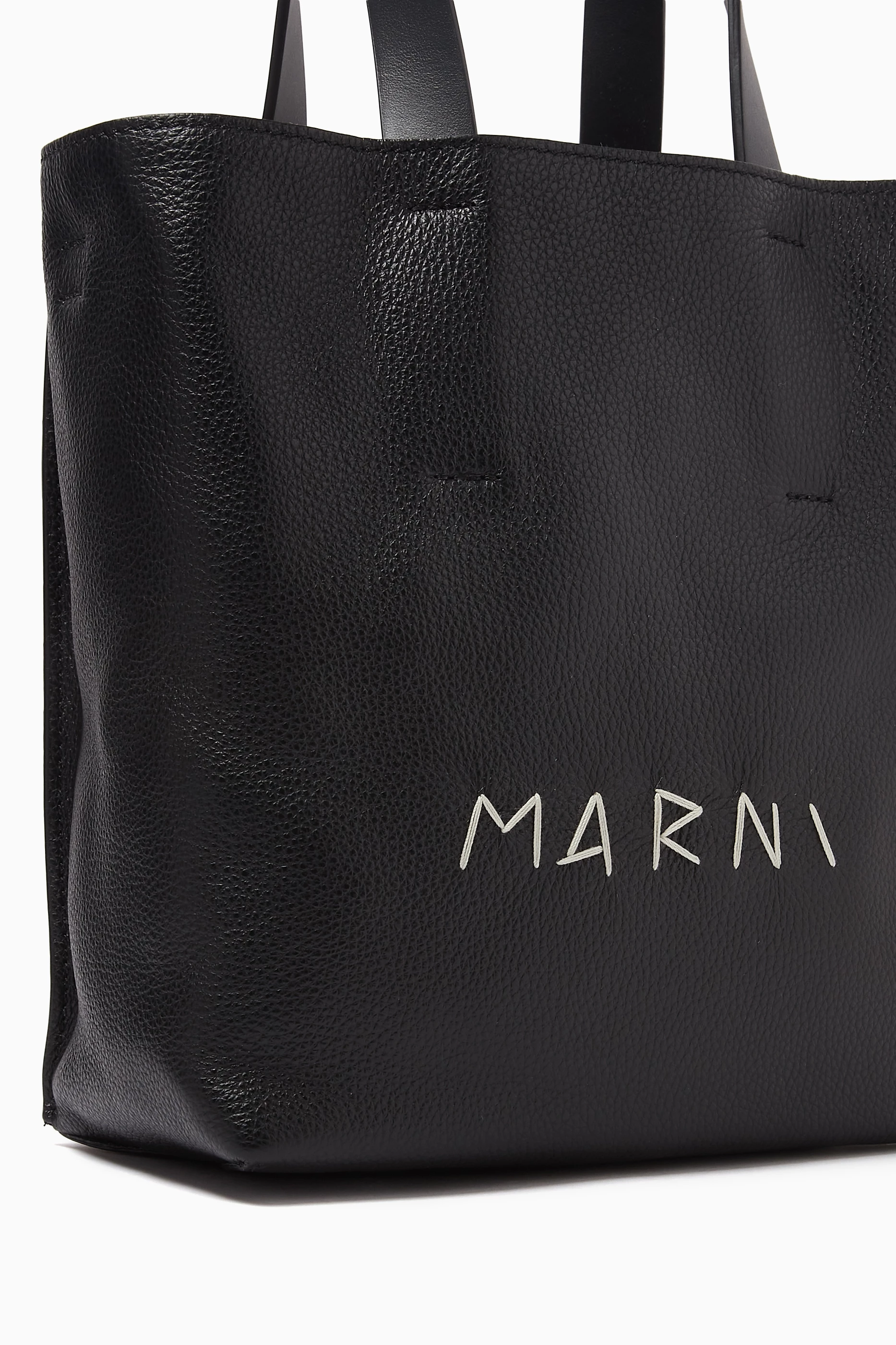 Buy Marni Black Mini Museo Tote Bag in Leather for Women Online