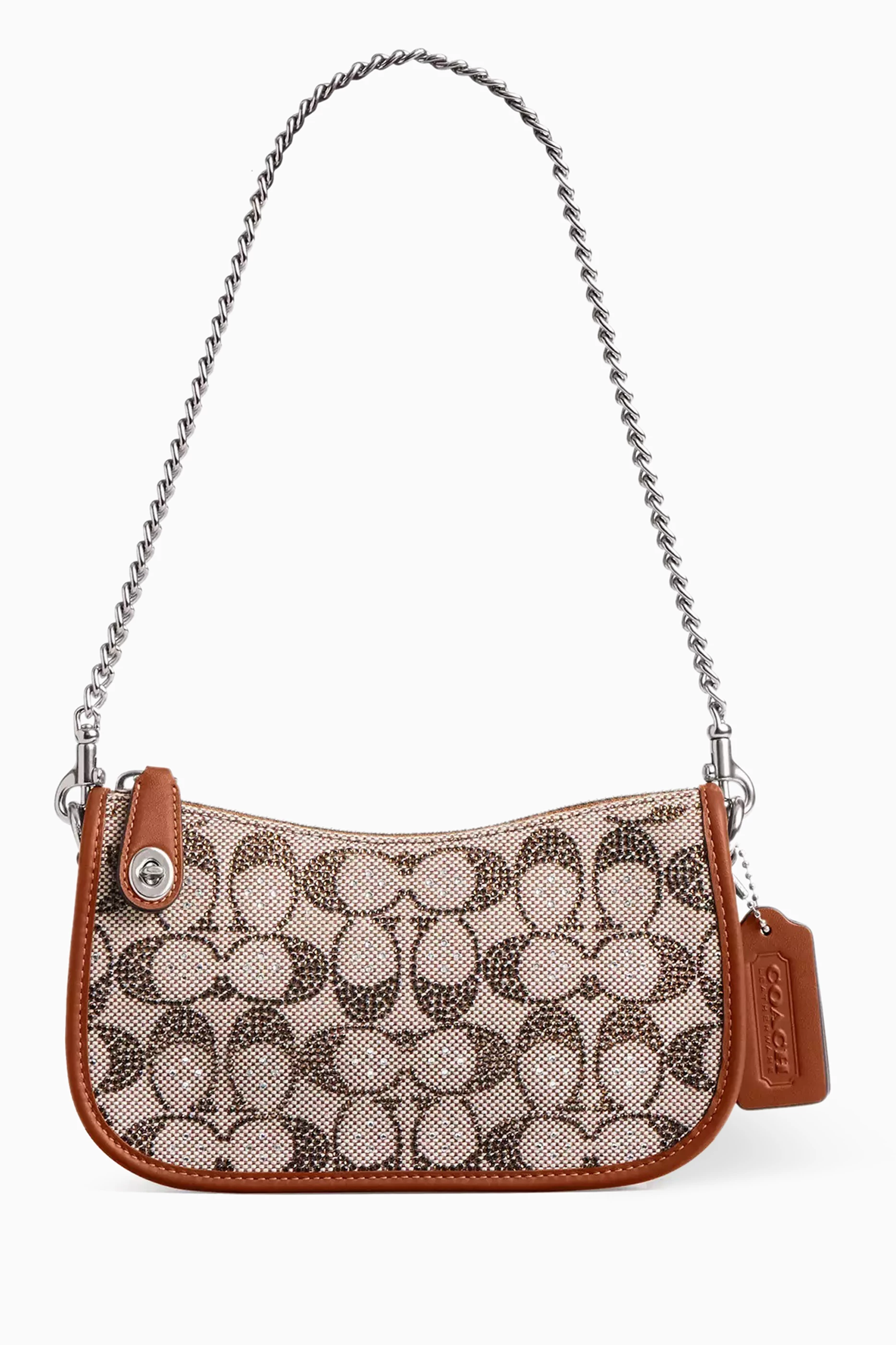Buy Coach Brown Swinger 20 Crystal Bag in Signature Jacquard for