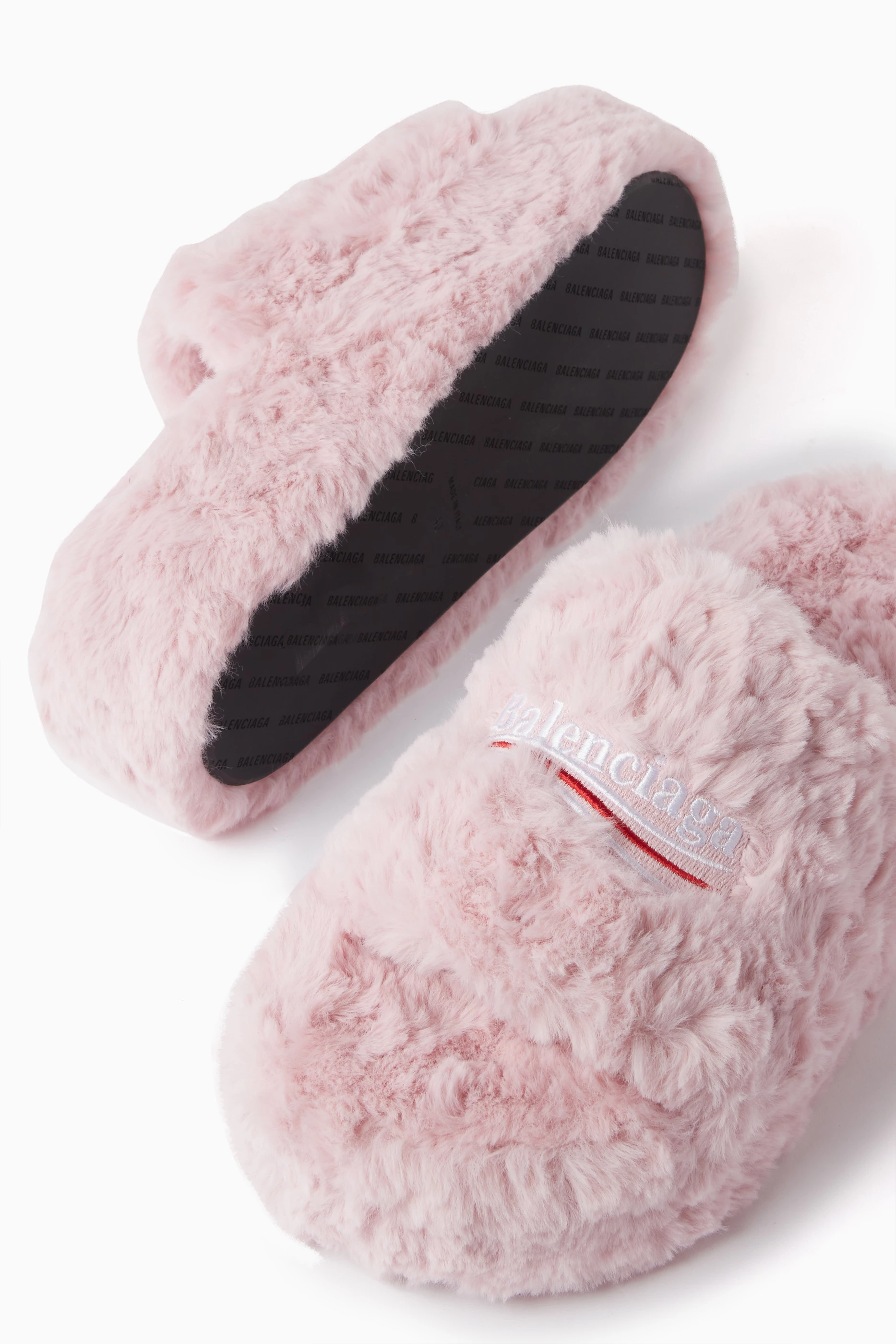 Balenciaga Pink Fuzzy Slippers Faux fur flip flops Balenciaga Pink size 39 IT in Faux fur  main image 2
