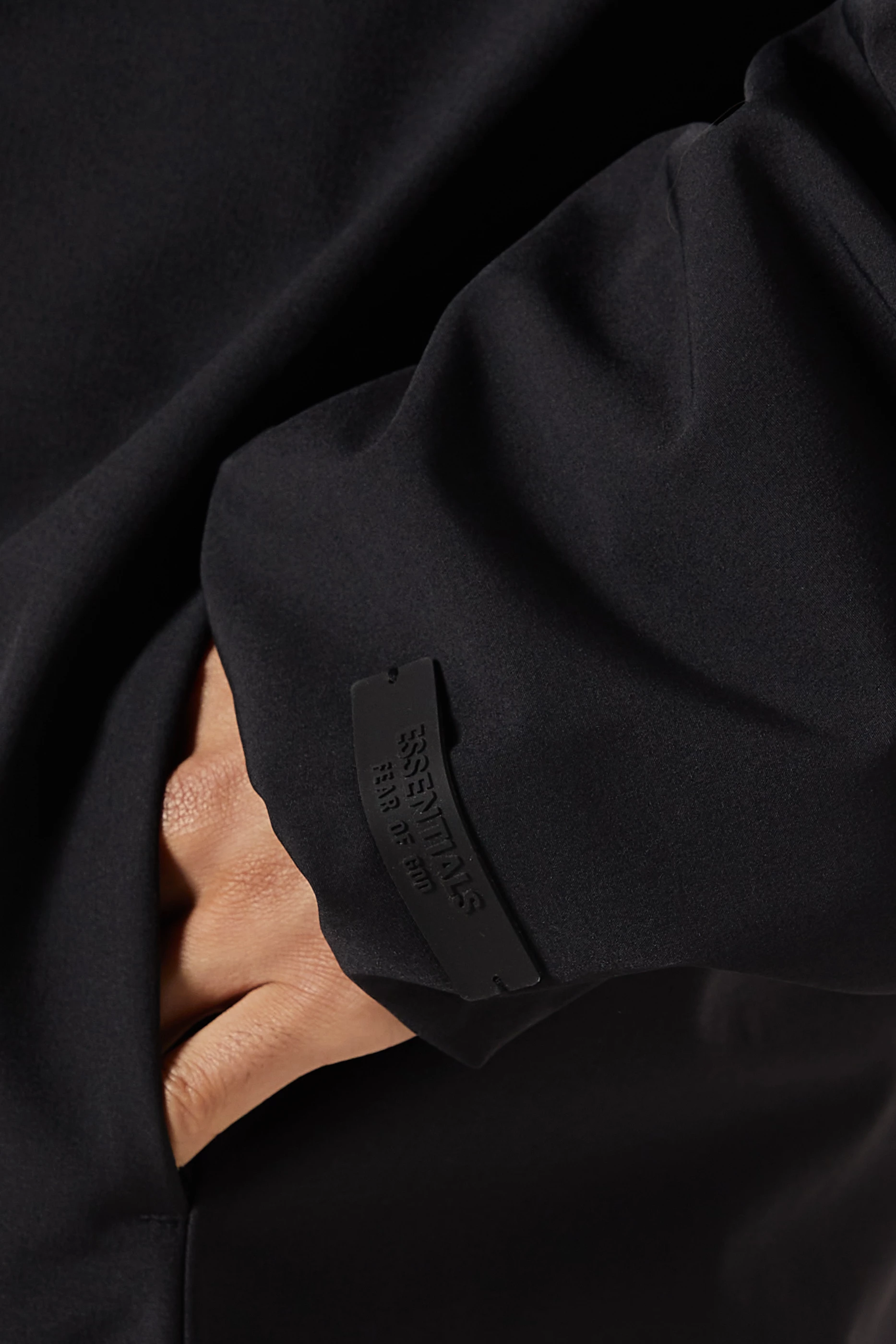 Buy Fear of God Essentials Black Field Trench Coat in Bonded Nylon