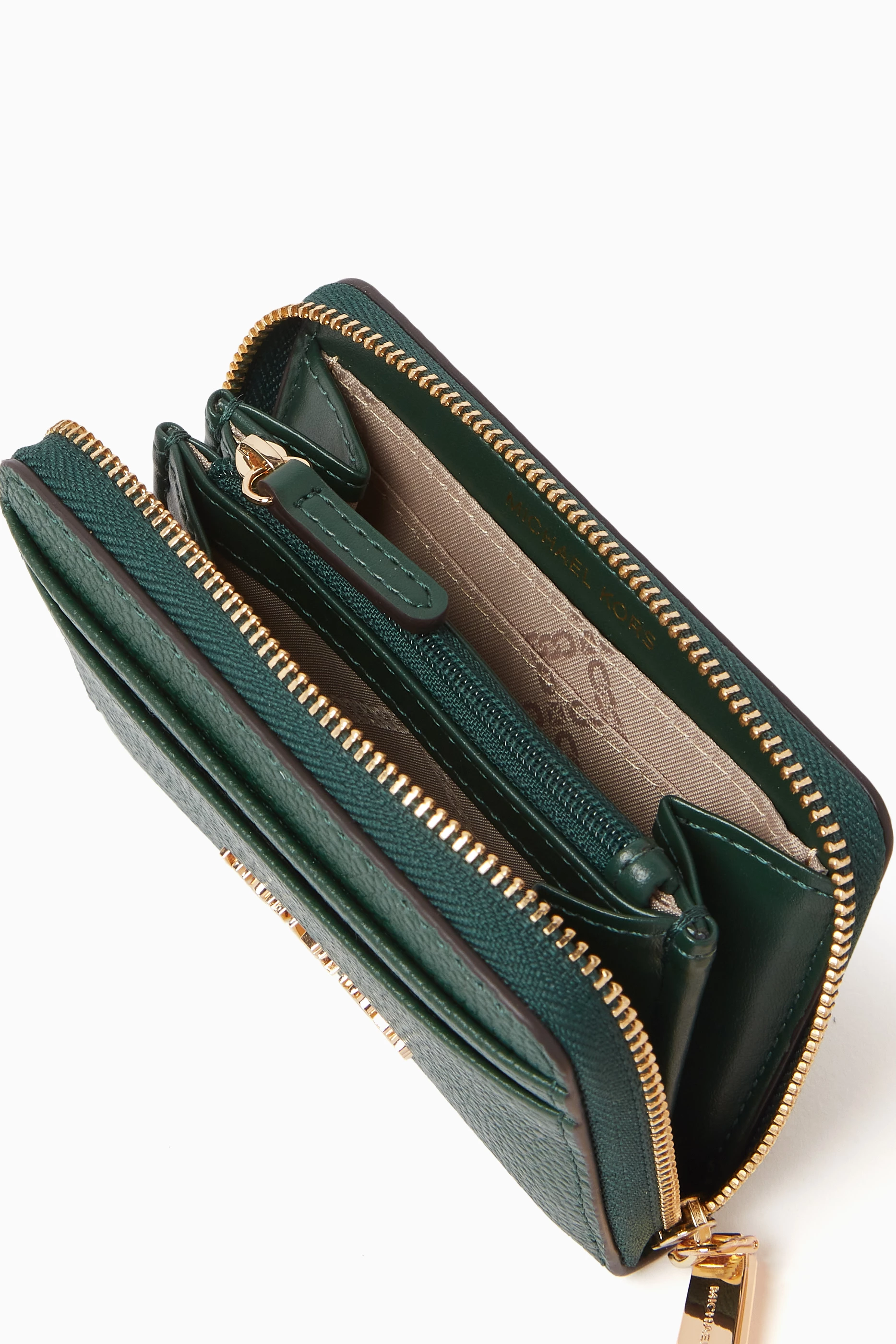Buy Michael Kors Green Small Jet Set Coin Card Case in Pebbled