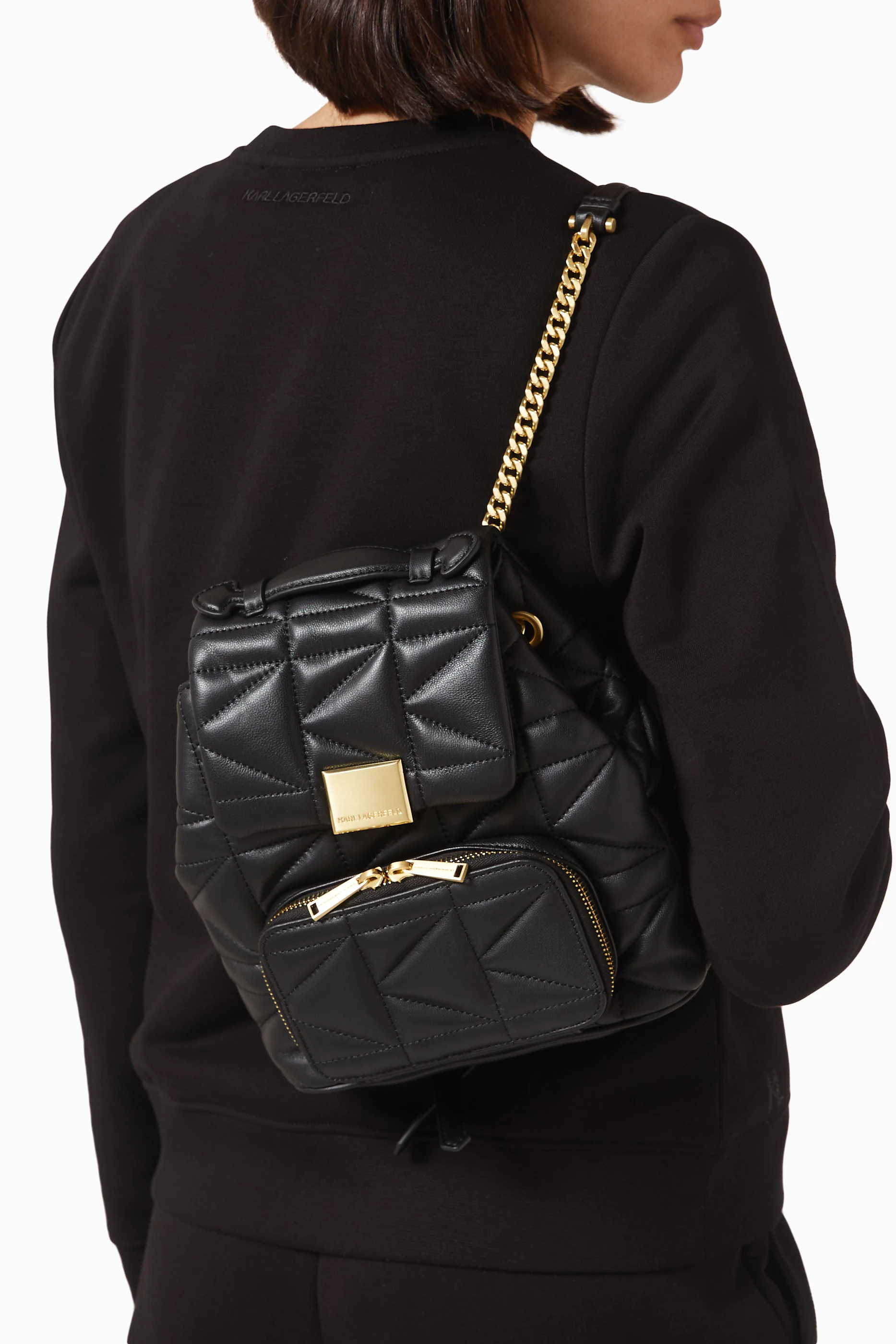 Karl Lagerfeld Black Quilted Backpack Karl Lagerfeld Black Leather Patch Backpack main image 3