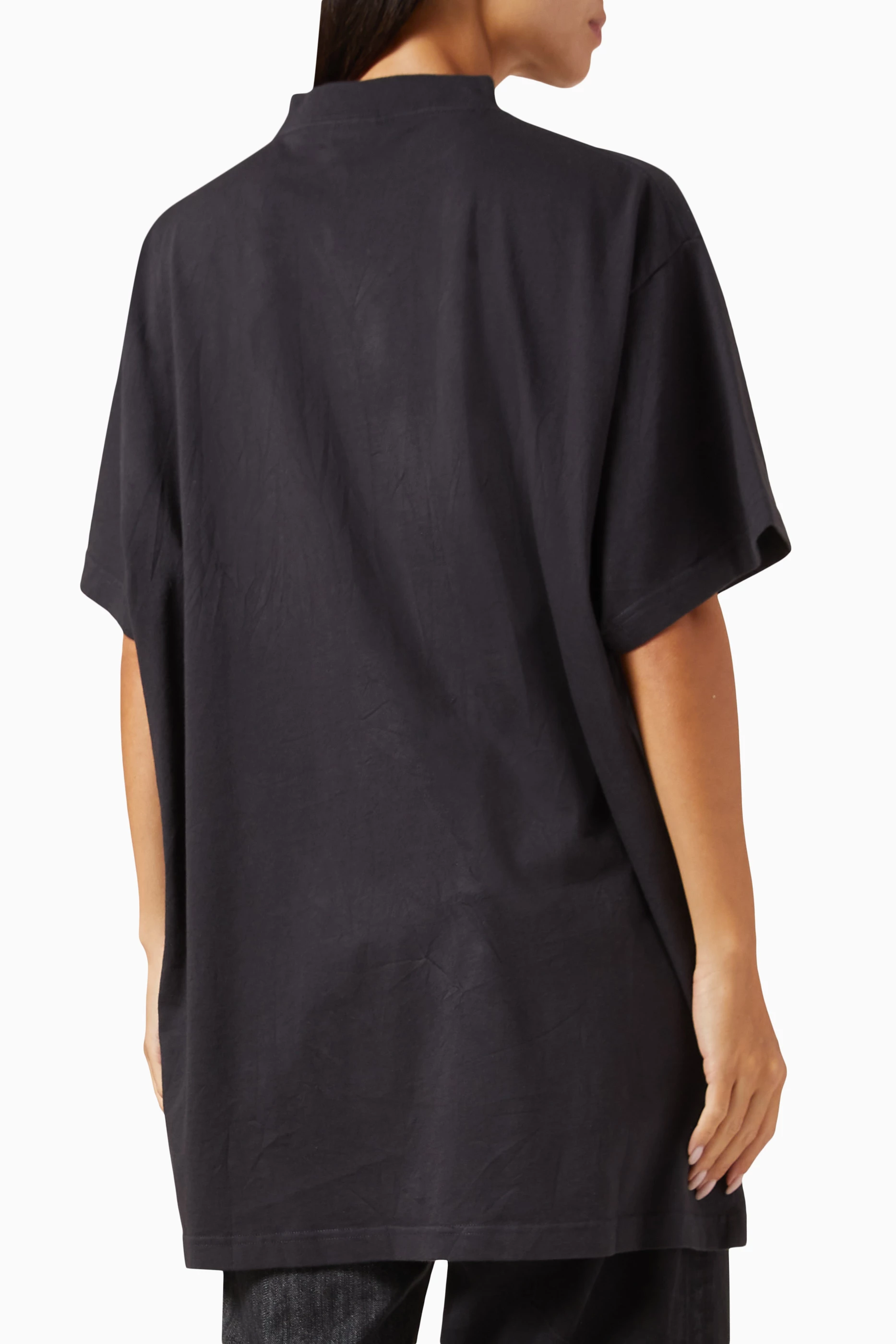 Buy Balenciaga Black Oversized Keep Calm T-shirt in Jersey for