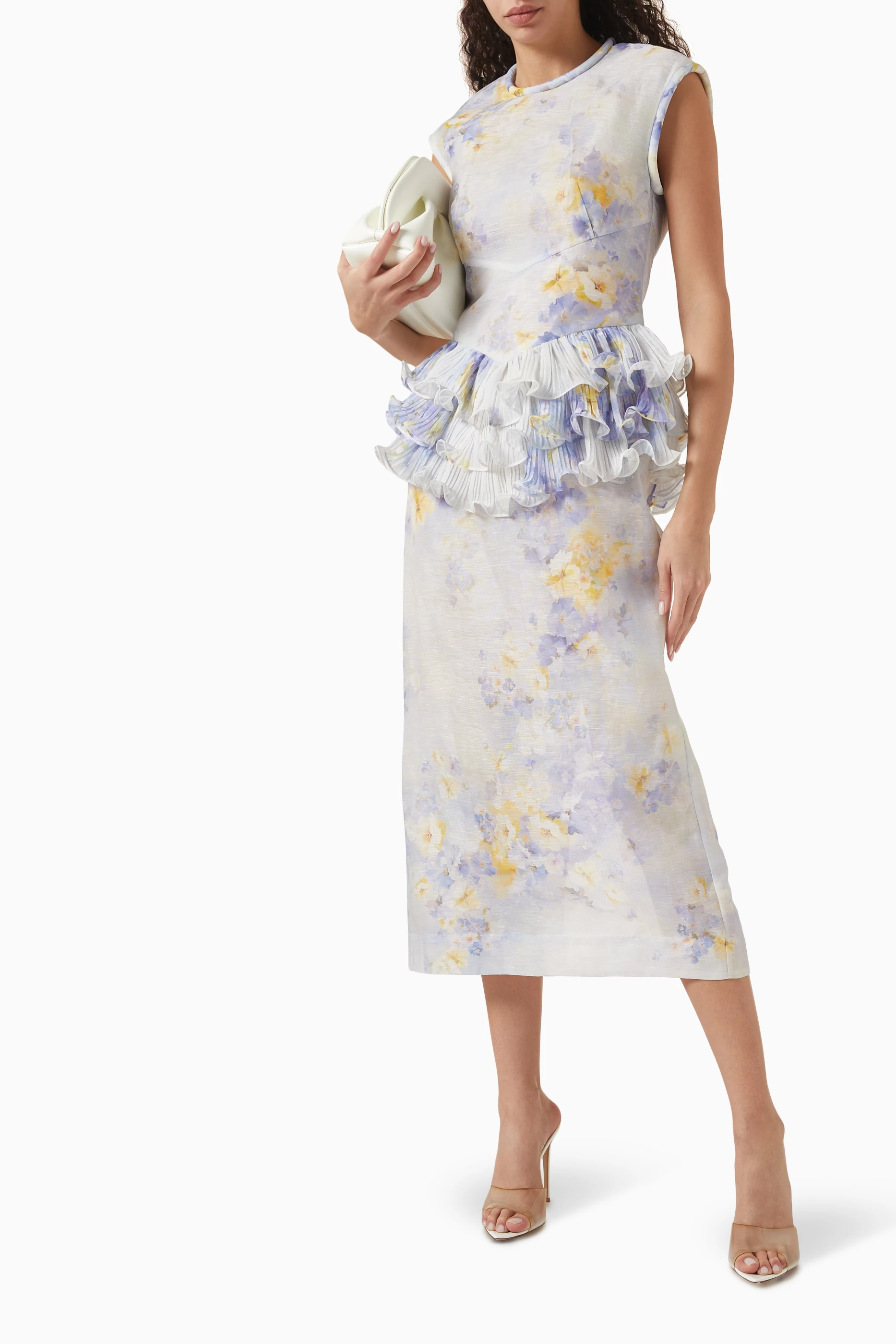 ワンピース ZIMMERMANN CRUSH LINEN MIDI DRESS ZIMMERMANN Crush belted floral-print linen midi dress | NET