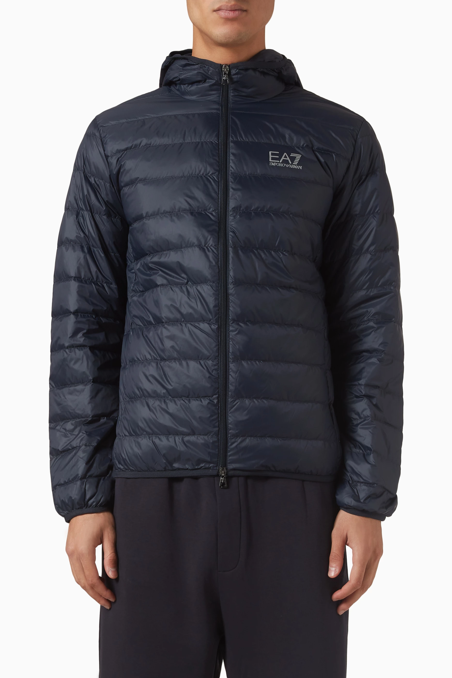 Buy Emporio Armani Blue Core Identity Packable Puffer Jacket in