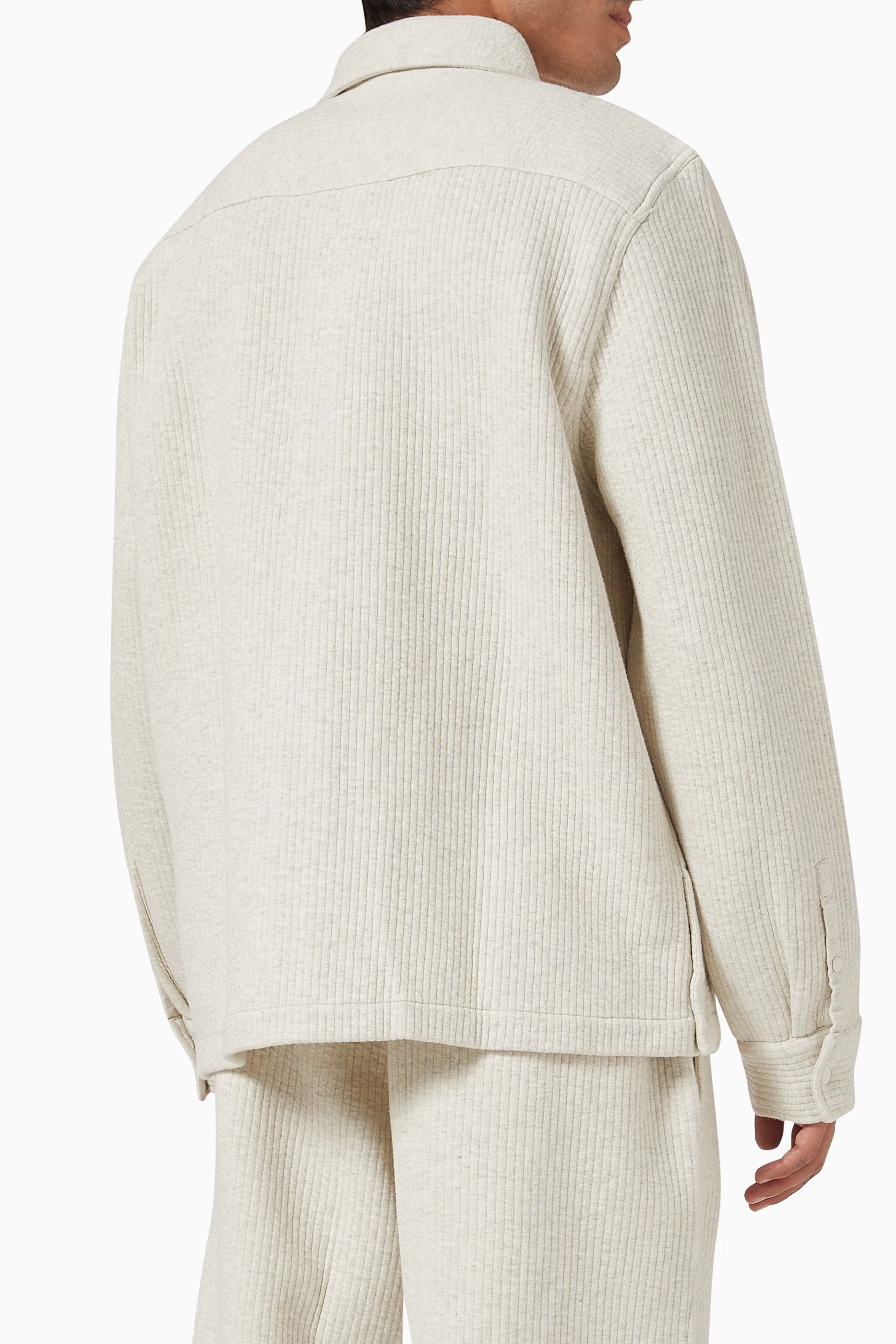 Buy Kith Neutral Striped Interlock Ginza Shirt in Cotton-blend for